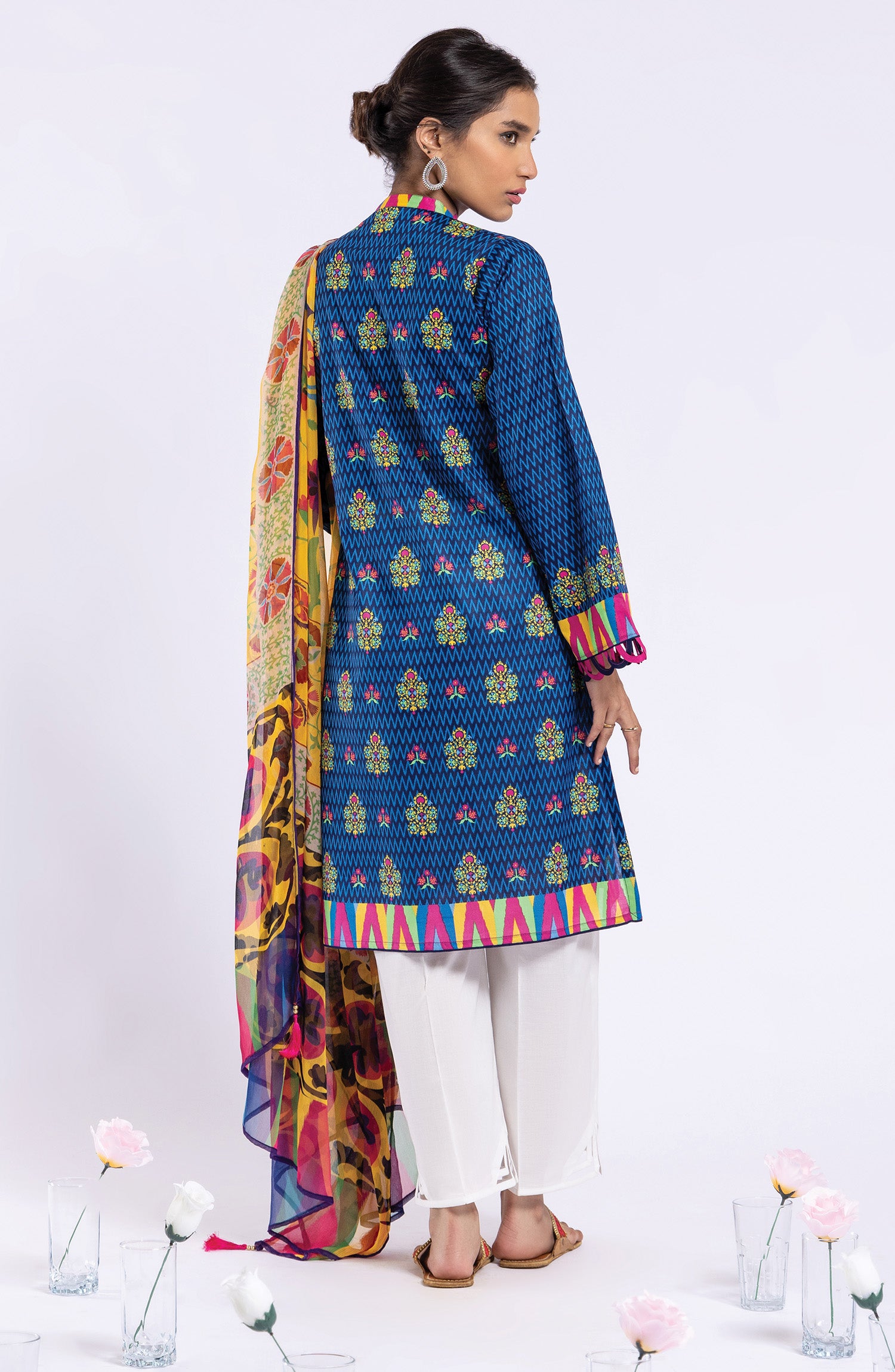 NRDS-22-029/U BLUE LAWN  UNSTITCHED SHIRT DUPATTA