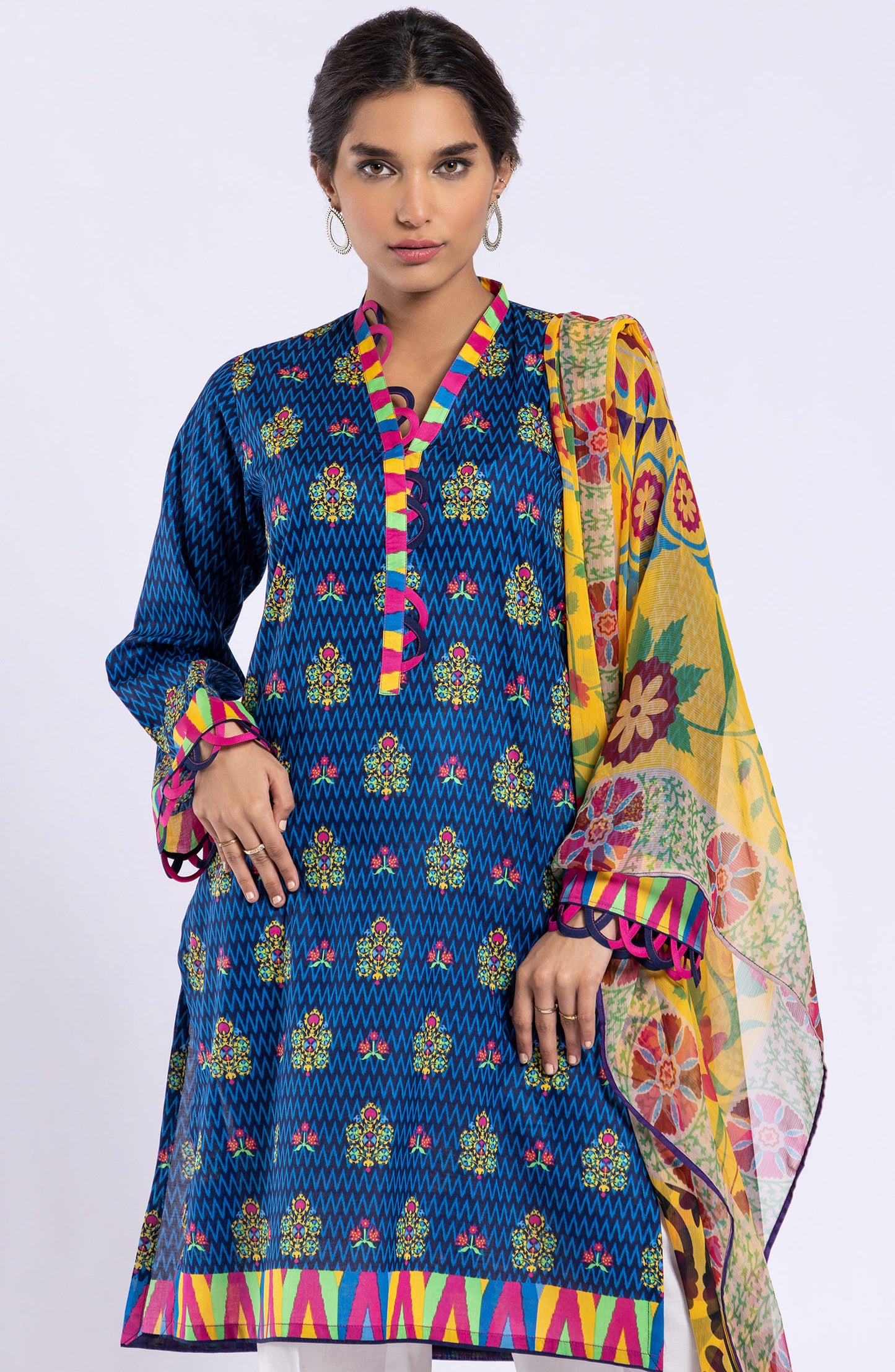 NRDS-22-029/U BLUE LAWN  UNSTITCHED SHIRT DUPATTA