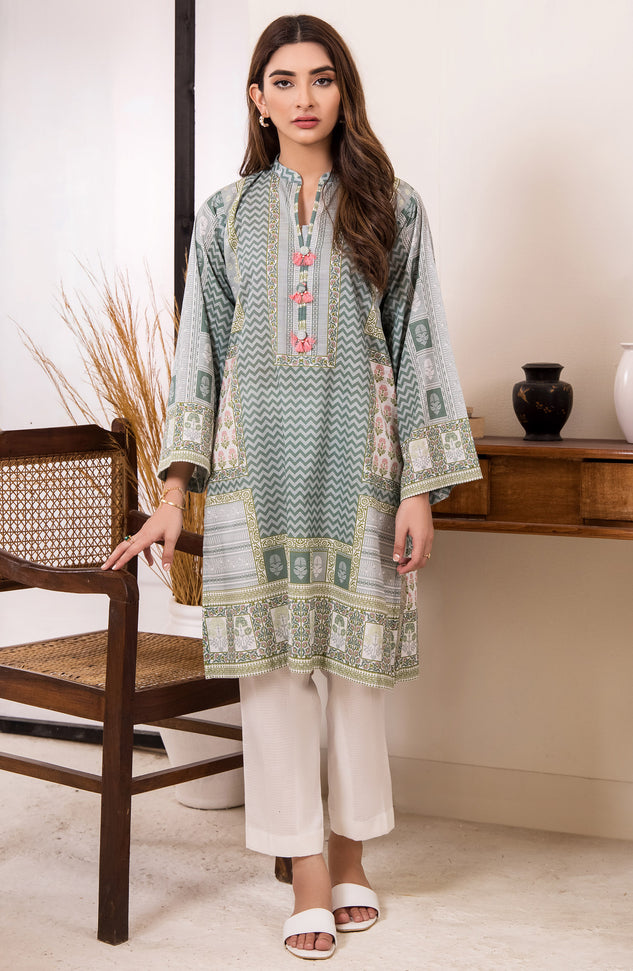 hcs-380-u-green Printed Khaddar Winter unstiched Shirt 