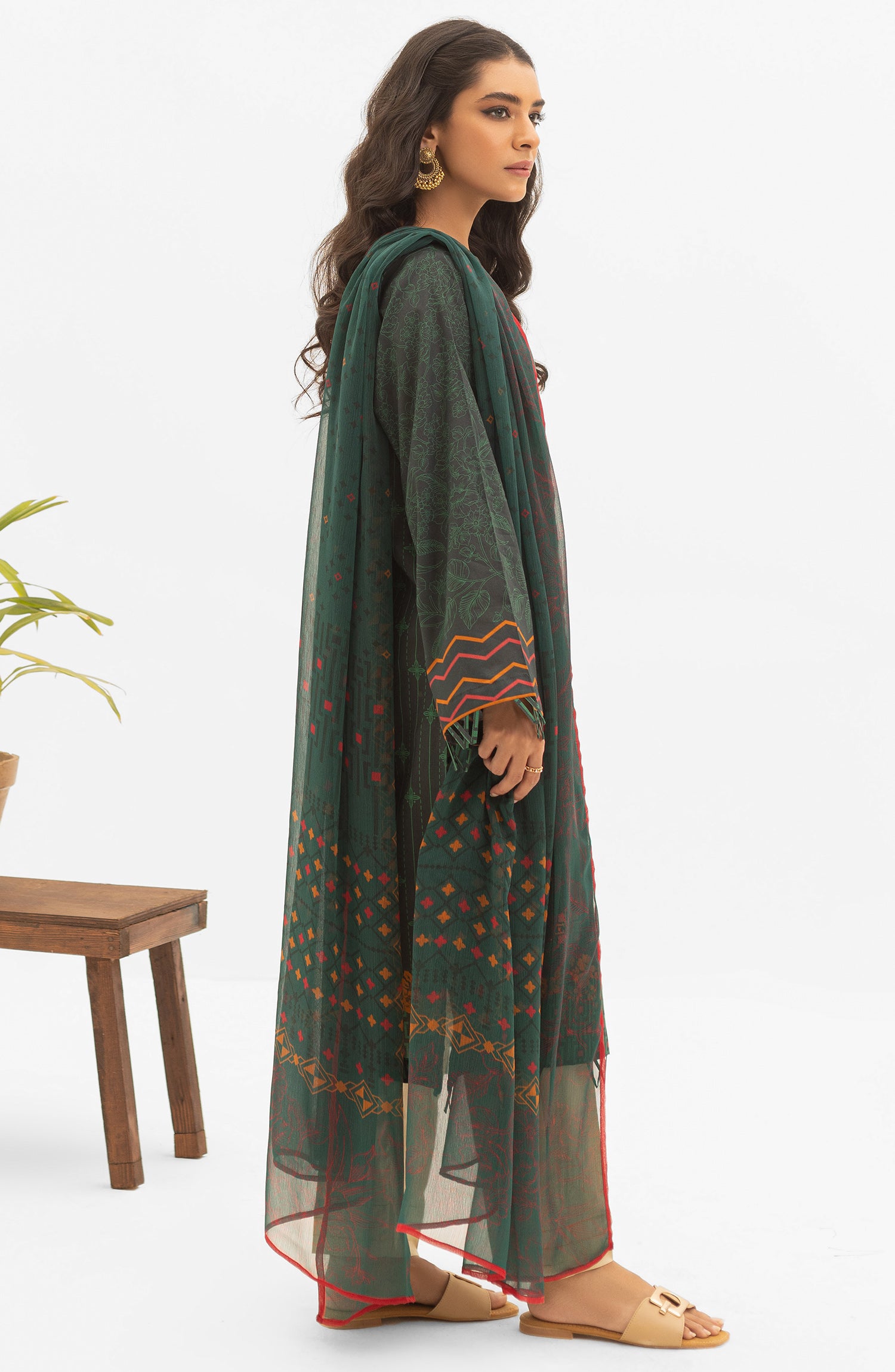 NRDS-21-097/U GREEN LAWN  UNSTITCHED SHIRT DUPATTA