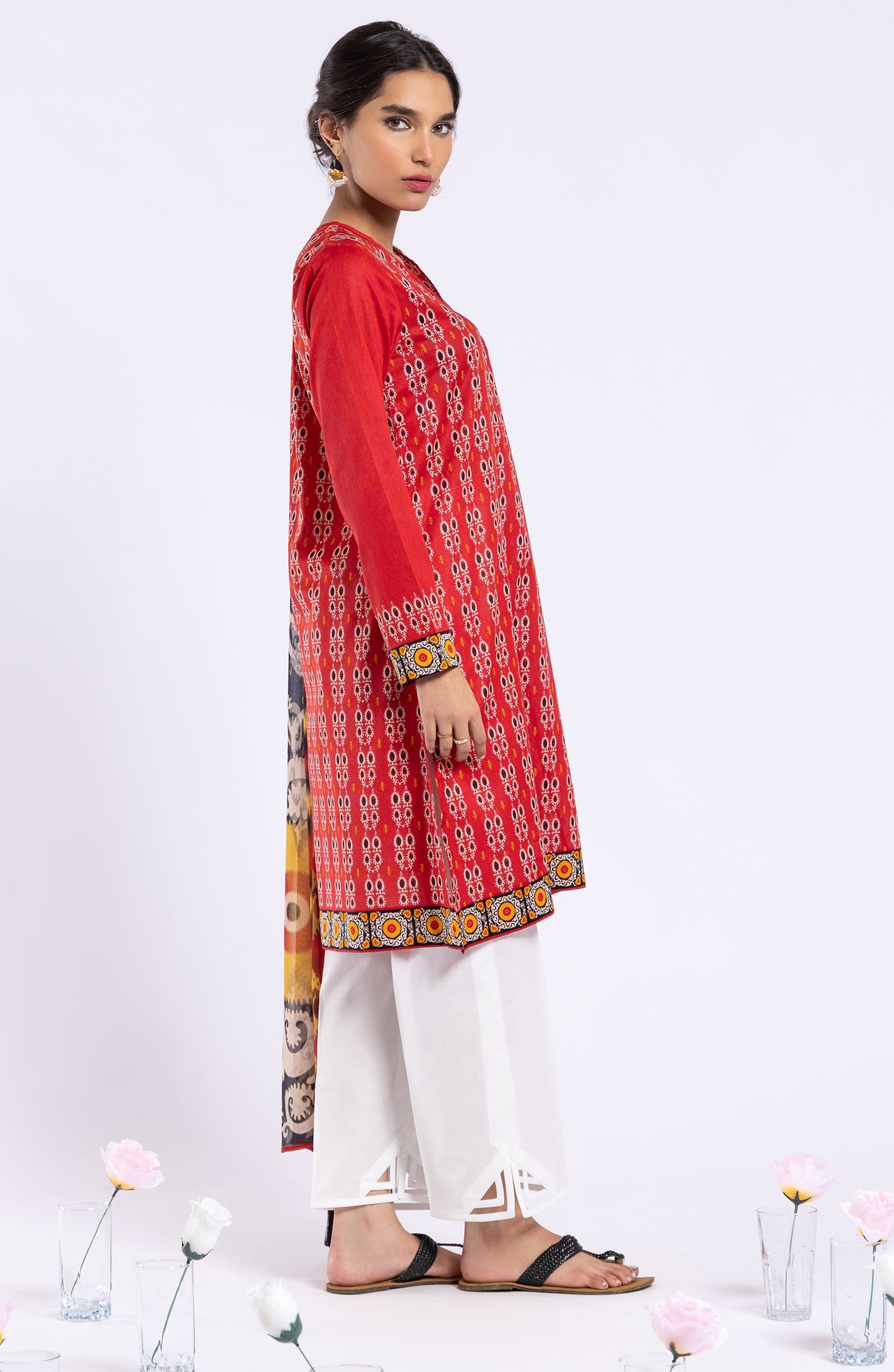 Unstitched 2 Piece Printed Lawn Shirt and Chiffon Dupatta