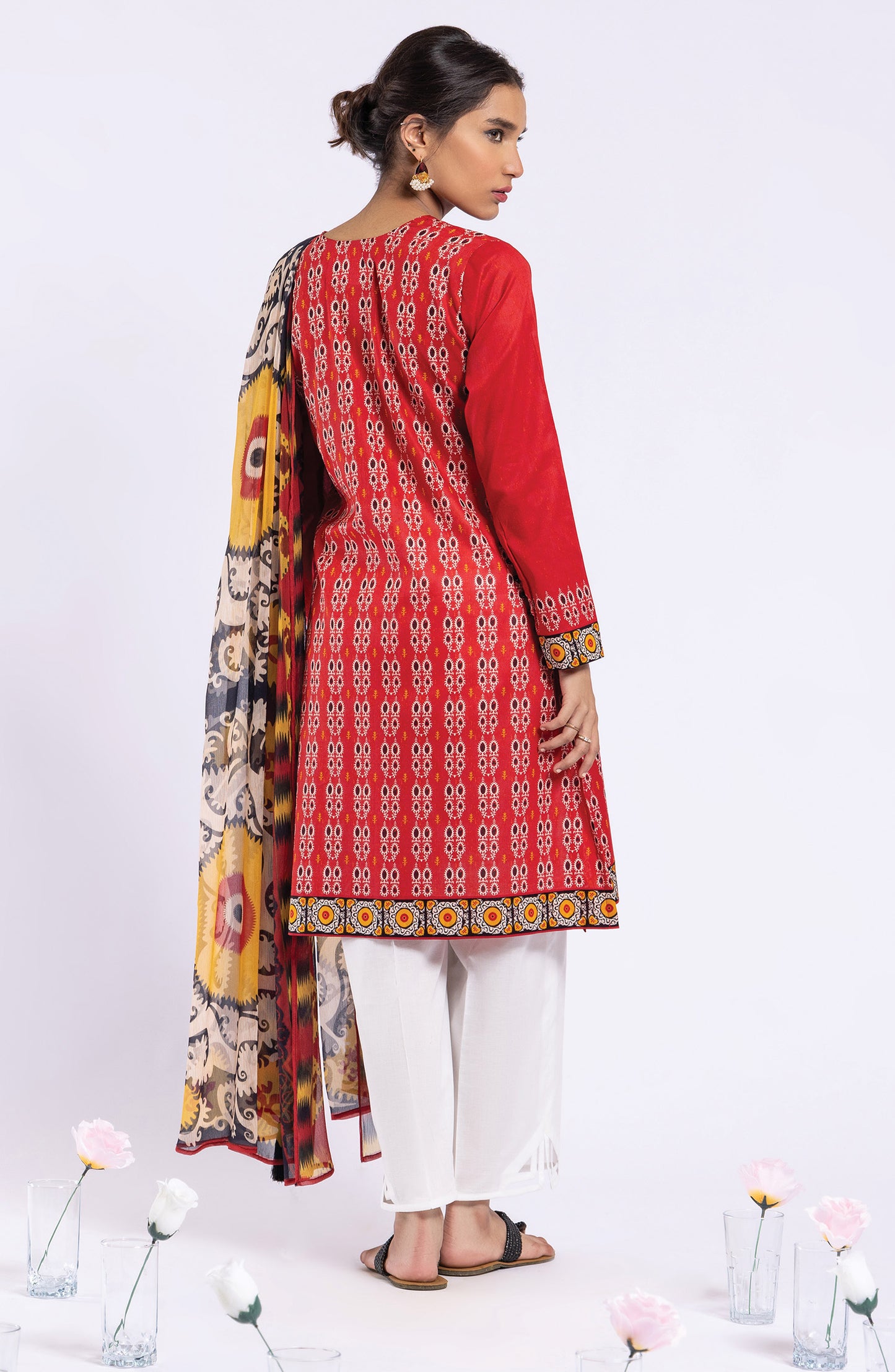Unstitched 2 Piece Printed Lawn Shirt and Chiffon Dupatta