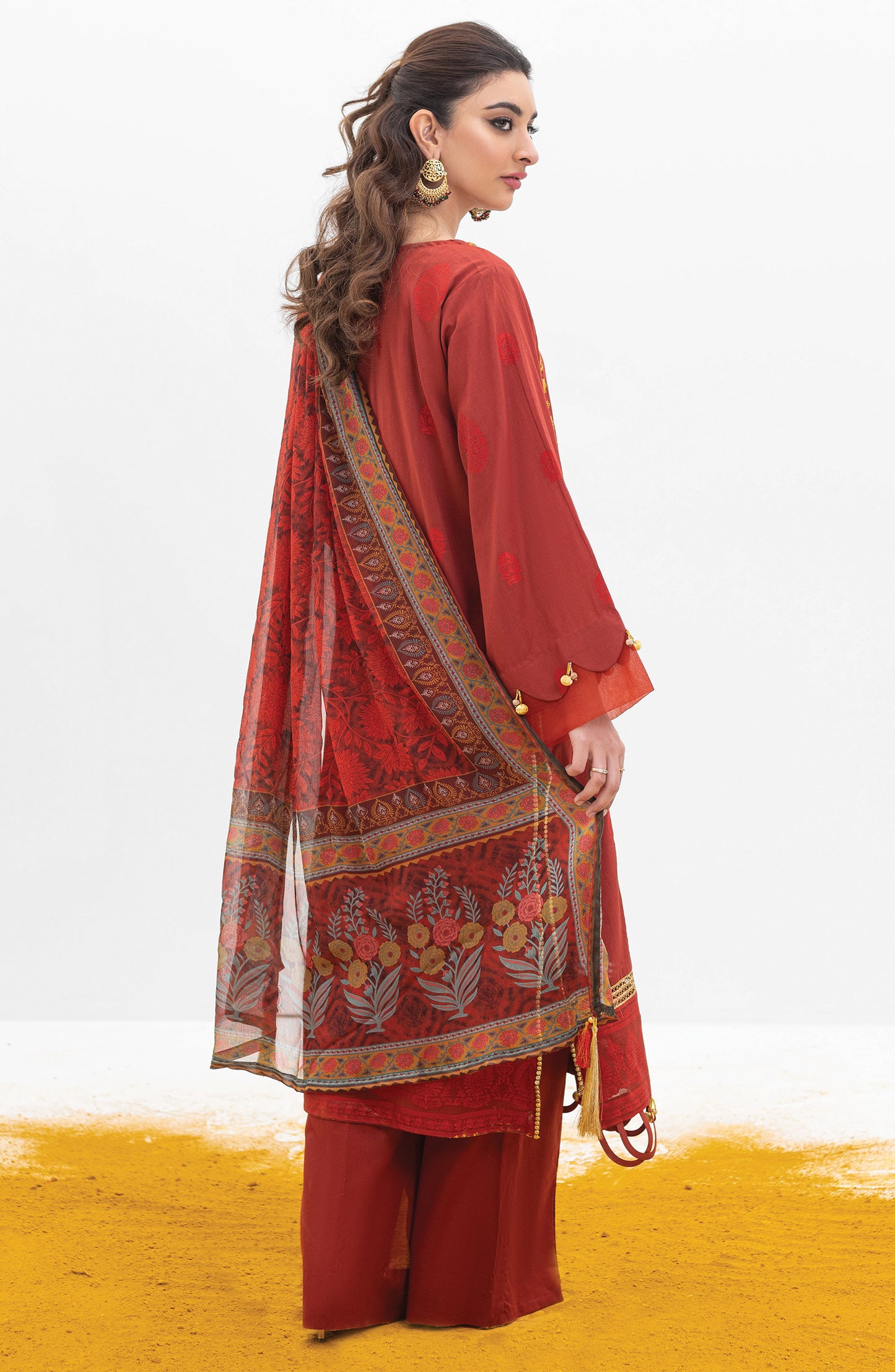 OTL-21-169/U MAROON JACQUARD  UNSTITCHED SHIRT DUPATTA PANTS