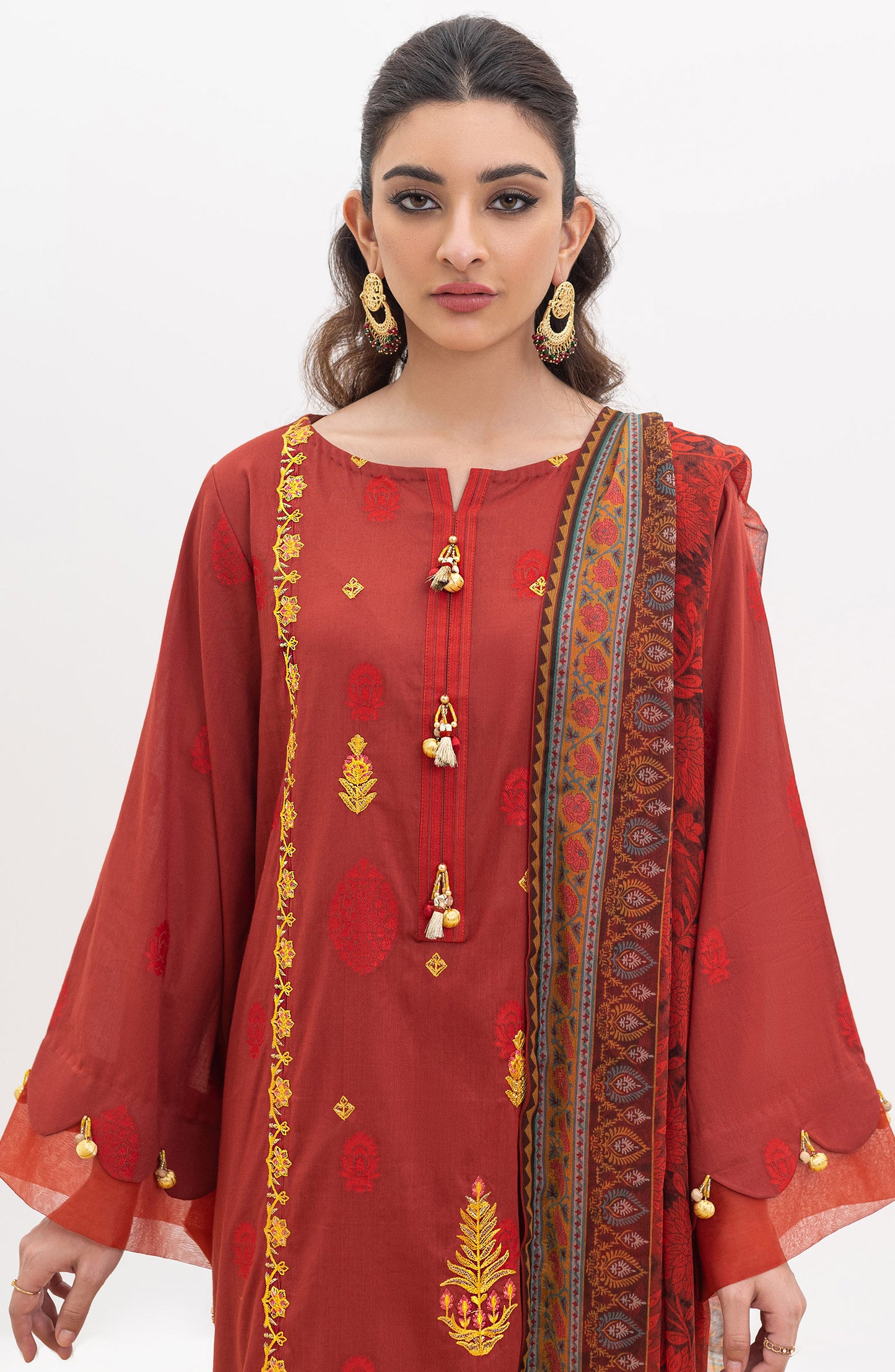 OTL-21-169/U MAROON JACQUARD  UNSTITCHED SHIRT DUPATTA PANTS