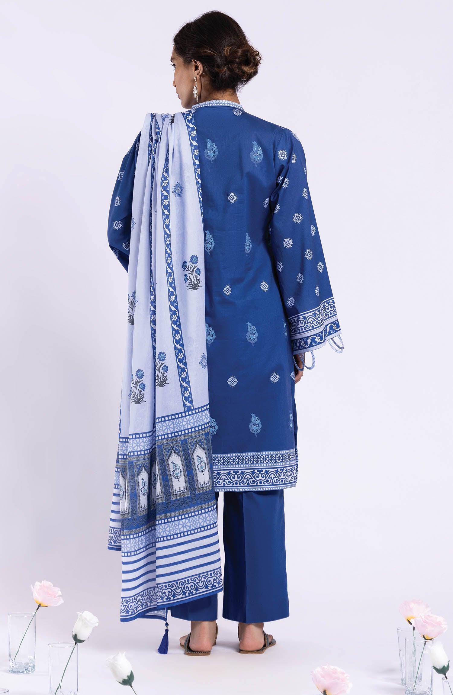 OTL-22-089/U BLUE LAWN  UNSTITCHED SHIRT DUPATTA PANTS