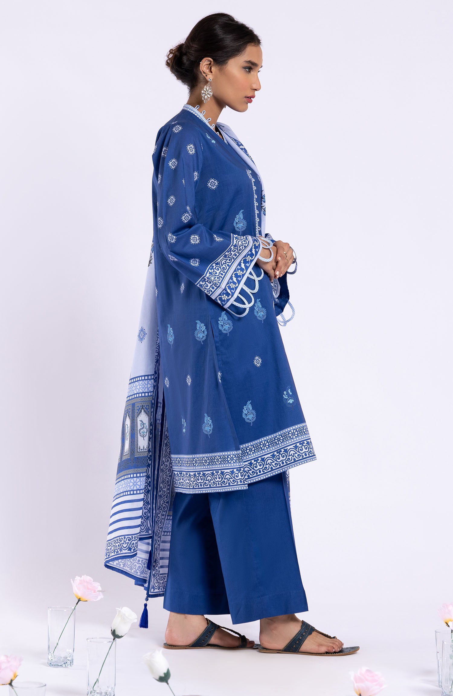 OTL-22-089/U BLUE LAWN  UNSTITCHED SHIRT DUPATTA PANTS