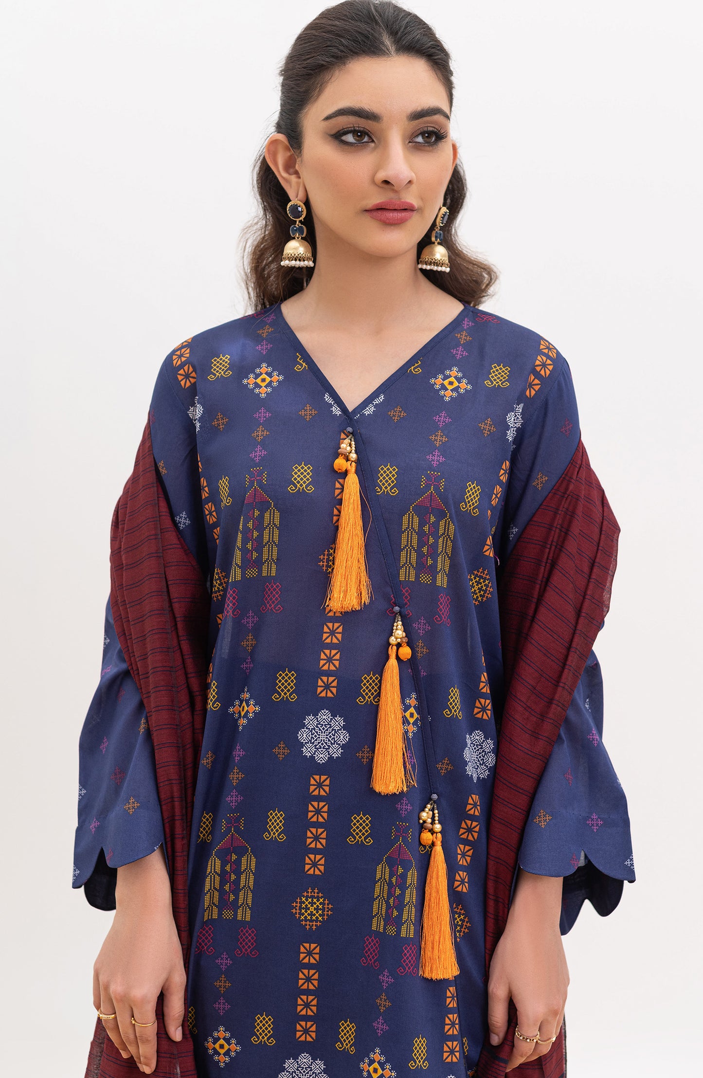 OTL-22-004/U RED LAWN  UNSTITCHED SHIRT DUPATTA PANTS