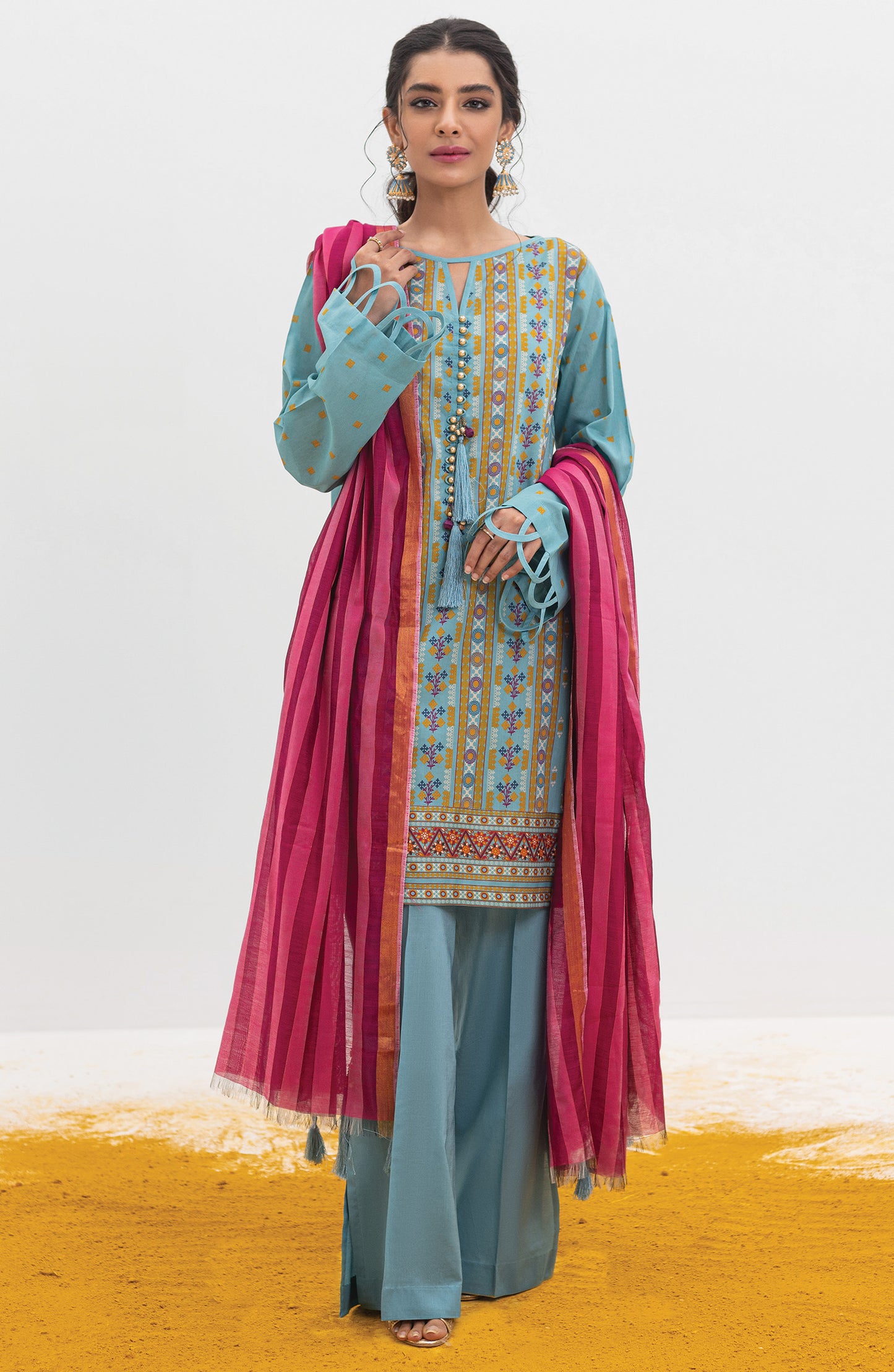 OTL-22-004/U RED LAWN  UNSTITCHED SHIRT DUPATTA PANTS