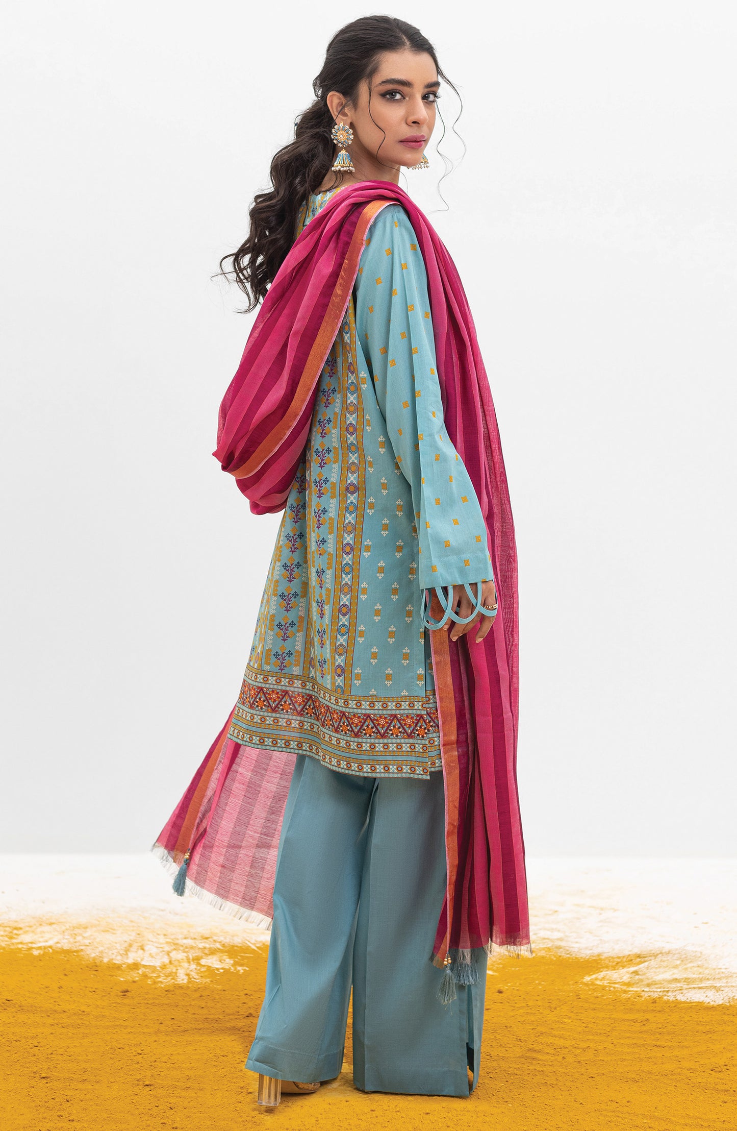 OTL-22-004/U RED LAWN  UNSTITCHED SHIRT DUPATTA PANTS