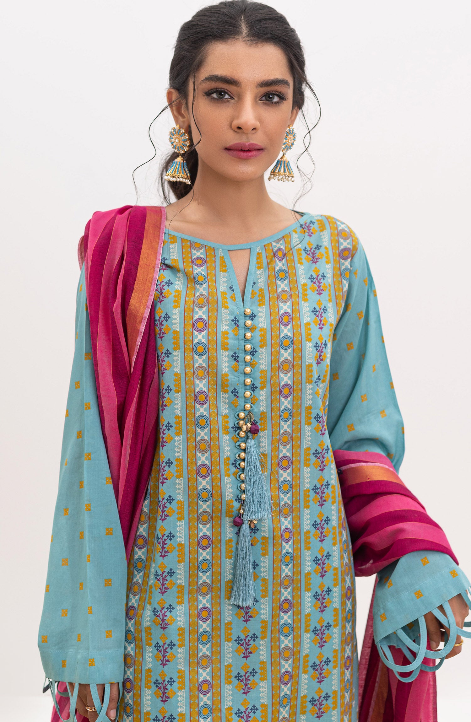 OTL-22-004/U RED LAWN  UNSTITCHED SHIRT DUPATTA PANTS