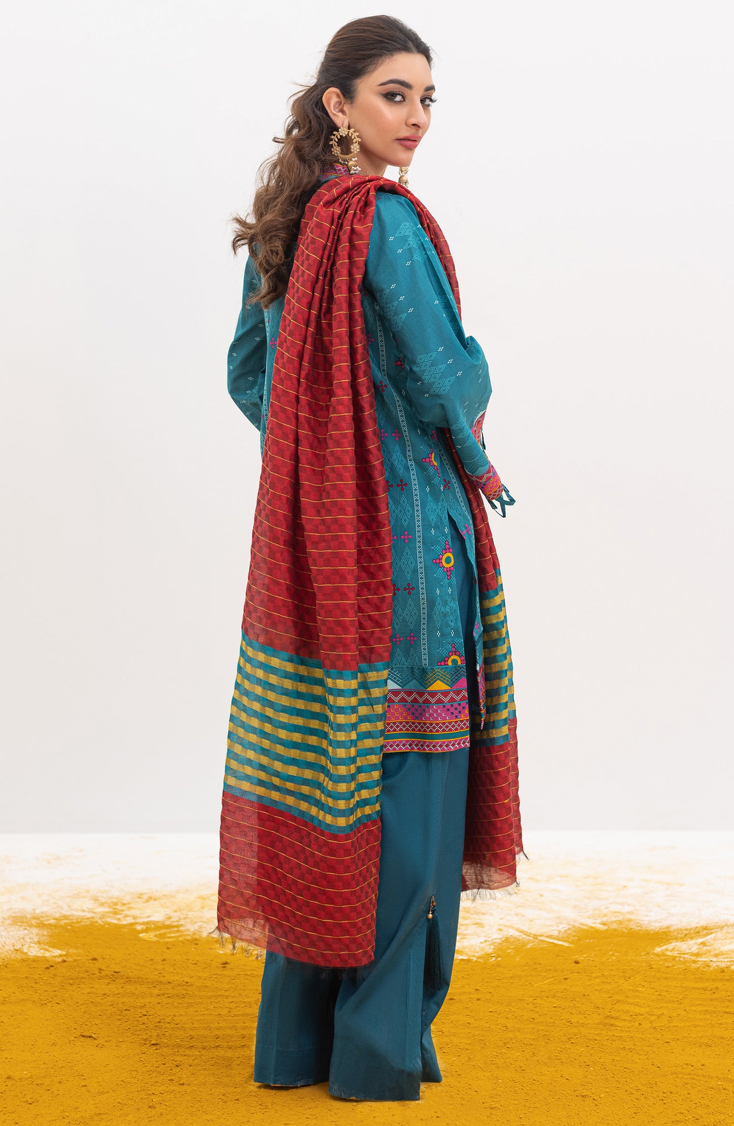 OTL-22-004/U RED LAWN  UNSTITCHED SHIRT DUPATTA PANTS