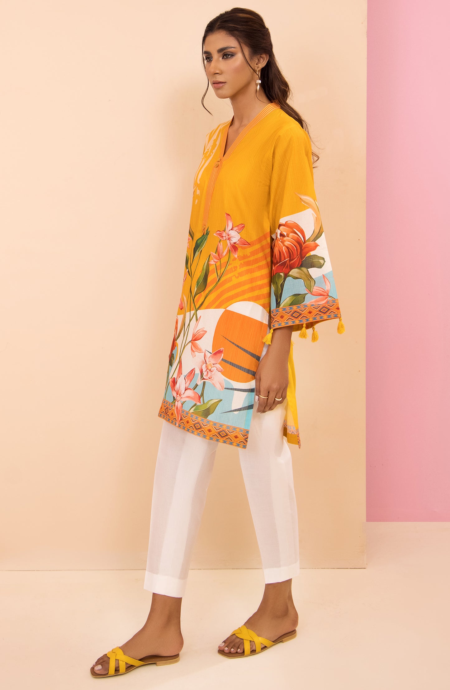 HCS-22-036/S YELLOW LAWN SCSHIRT READY TO WEAR SHIRT