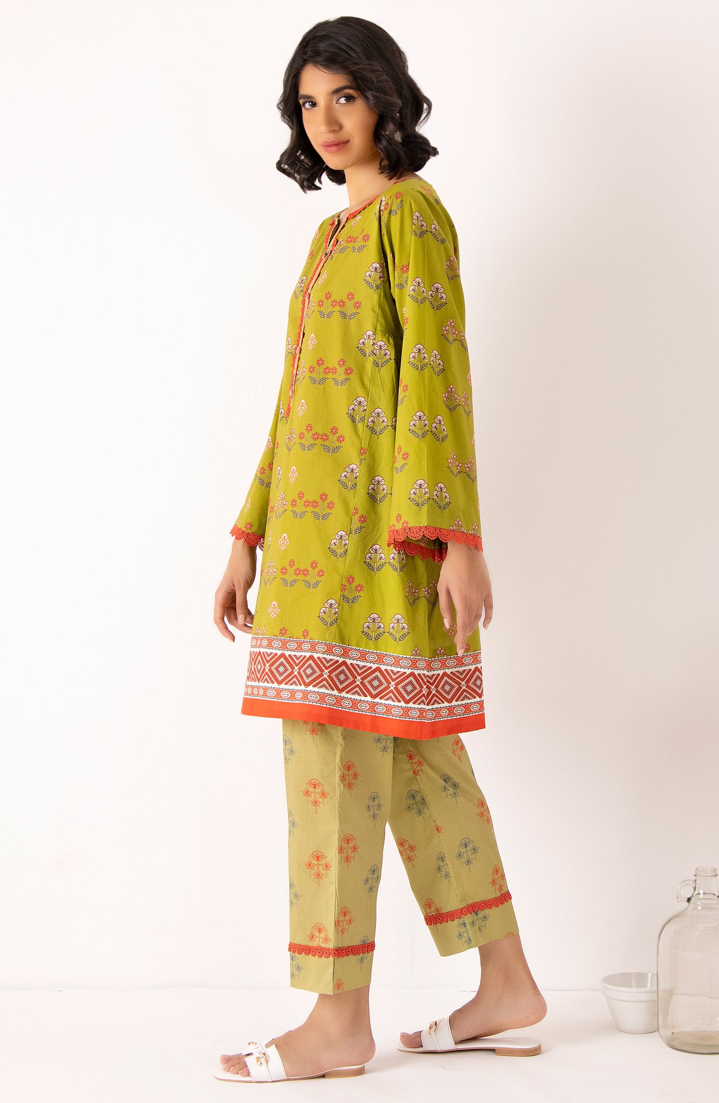 Stitched 2 Piece Printed Cambric Shirt and Cambric Pant