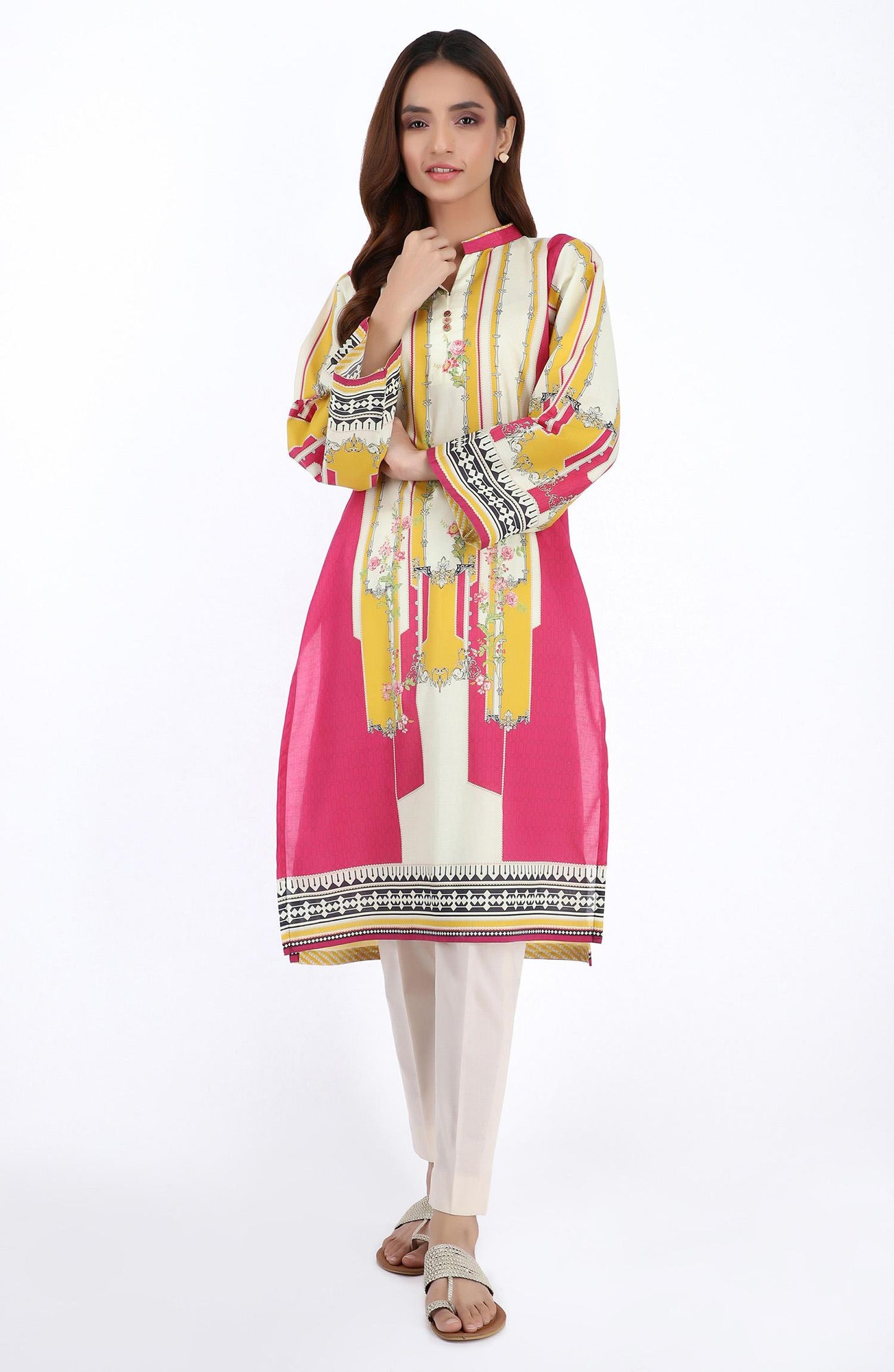 Stitched 1 Piece Printed Cambric Shirt