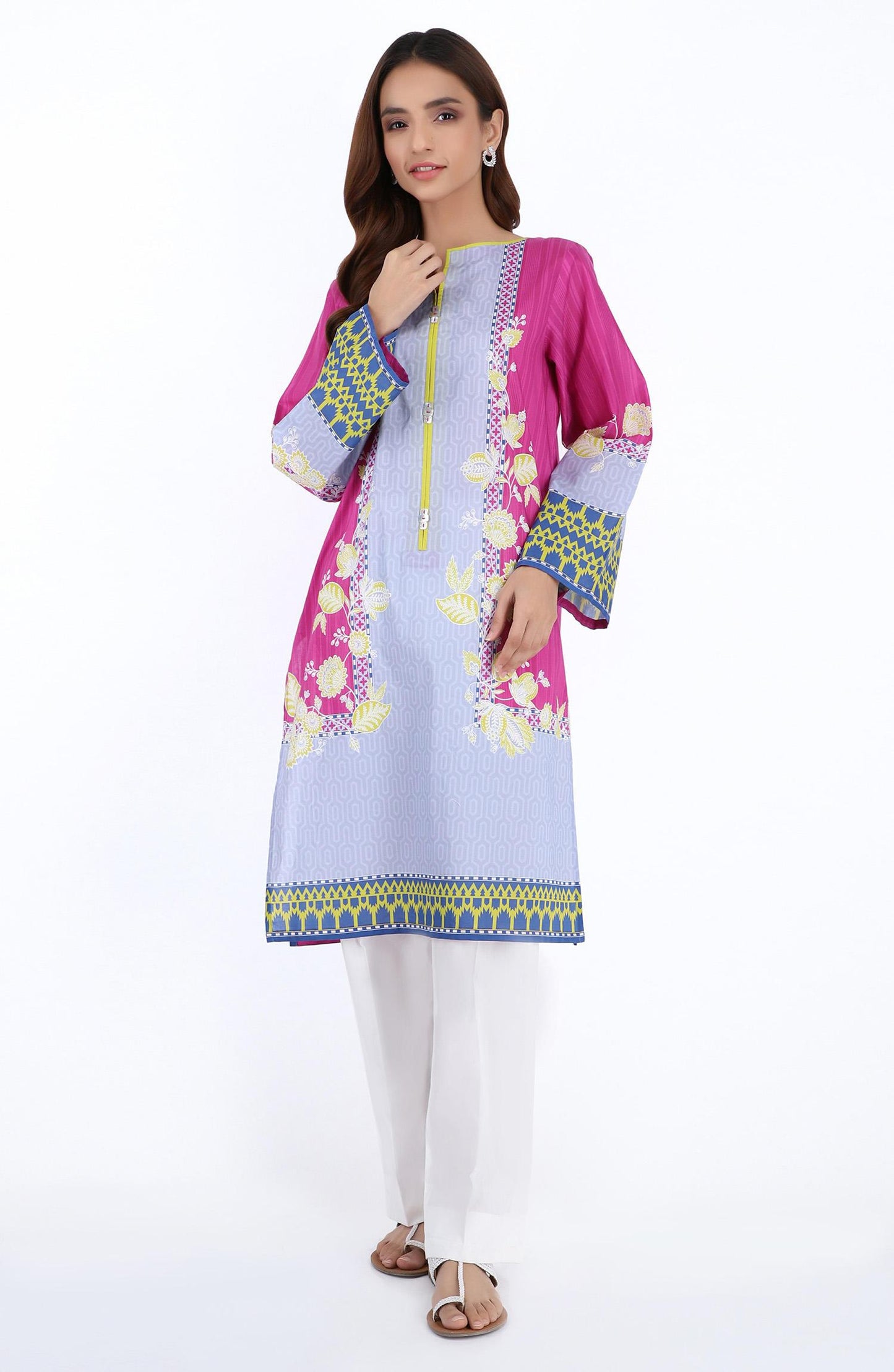 Stitched 1 Piece Printed Cambric Shirt