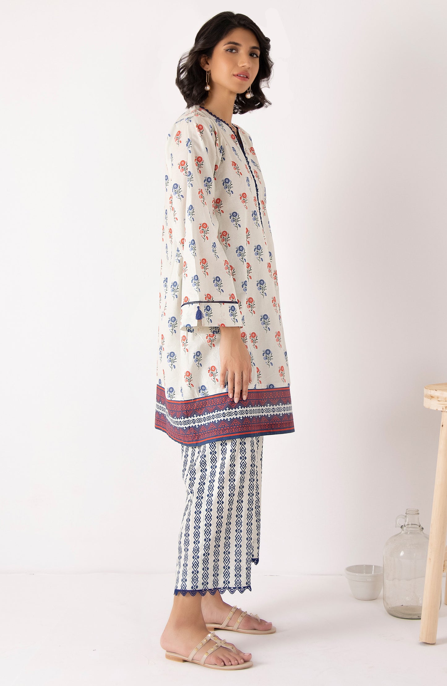 Stitched 2 Piece Printed Cambric Shirt and Cambric Pant