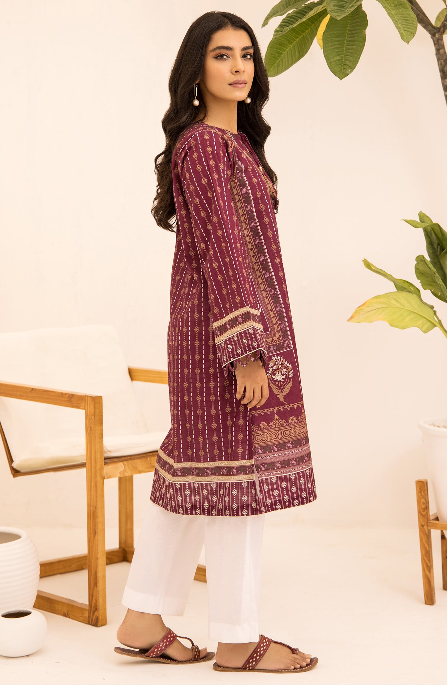 hcs-508-u-purple unstitched printed khaddar winter collection Shirt