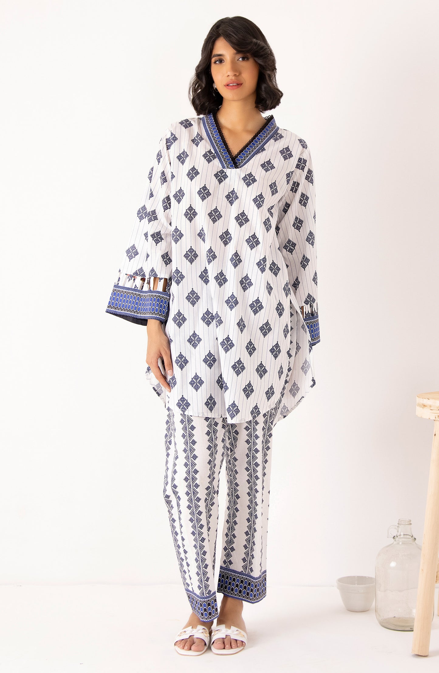 Stitched 2 Piece Printed Cambric Shirt and Cambric Pant