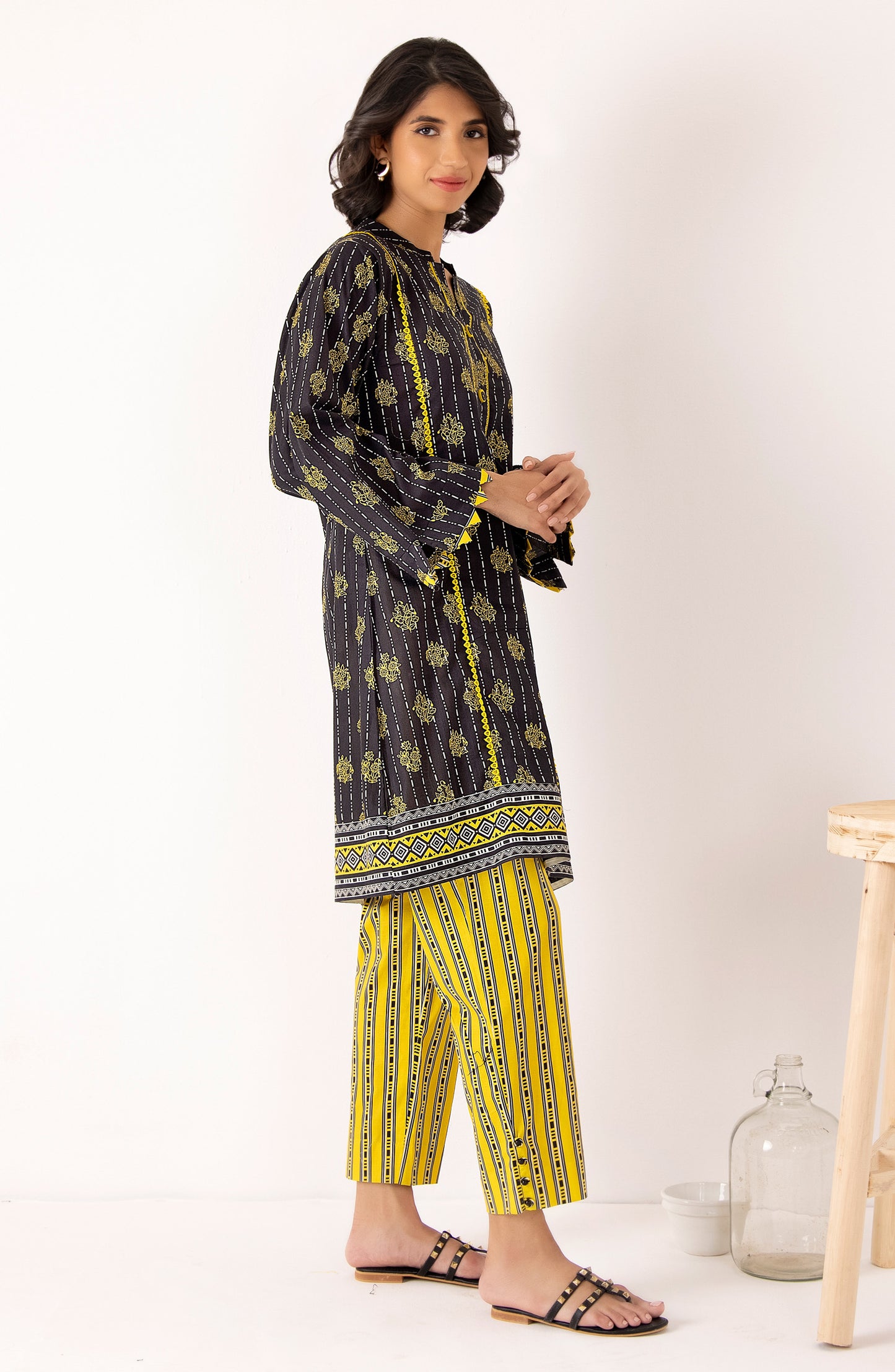 Stitched 2 Piece Printed Cambric Shirt and Cambric Pant