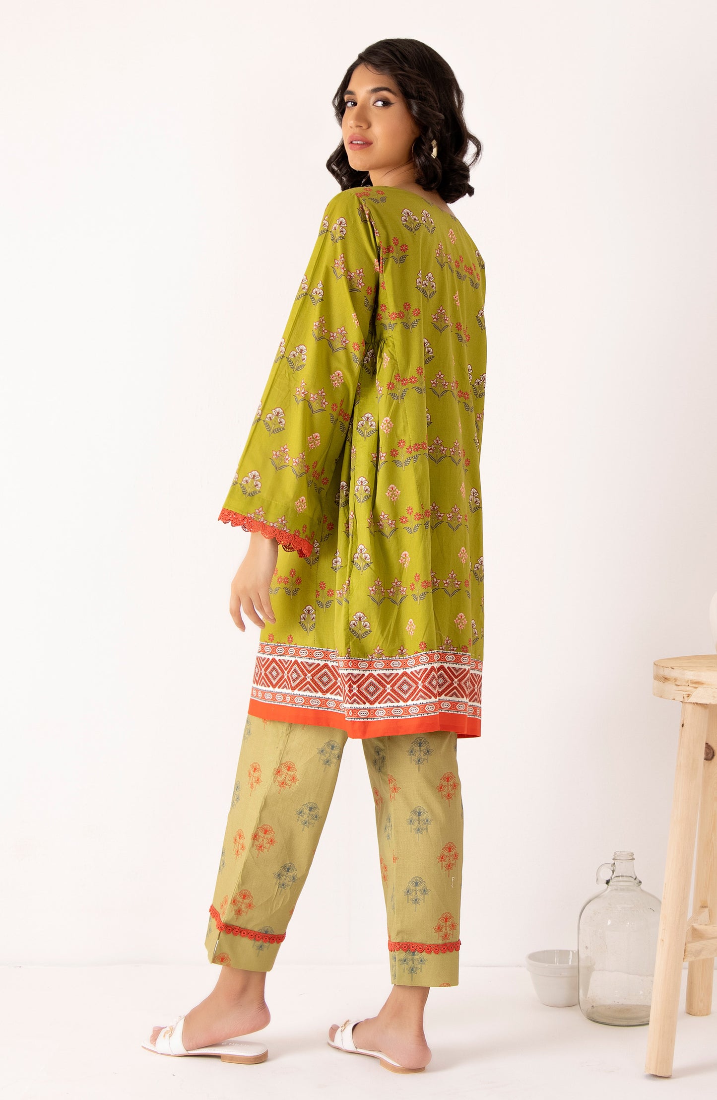 Stitched 2 Piece Printed Cambric Shirt and Cambric Pant