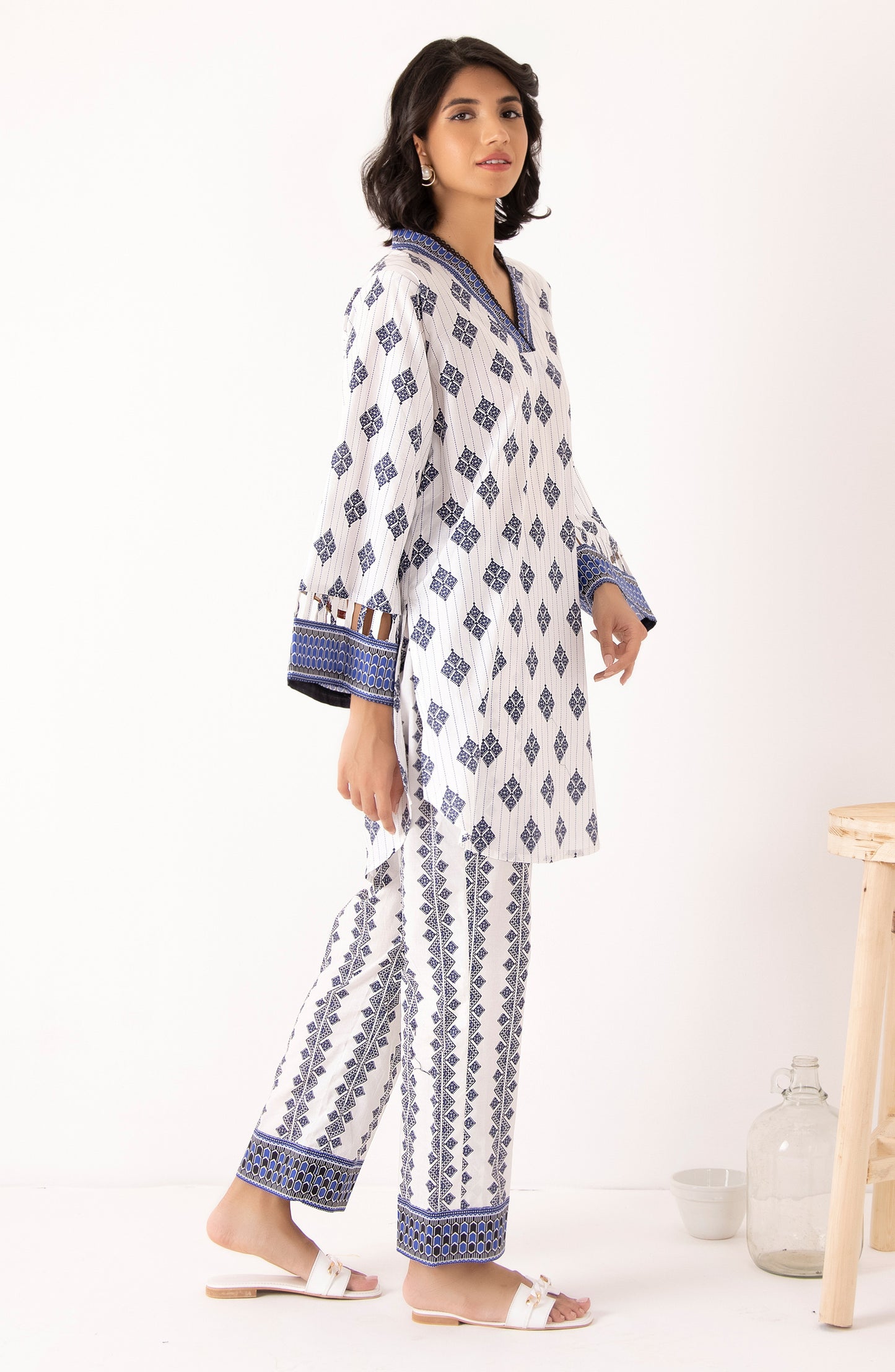 Stitched 2 Piece Printed Cambric Shirt and Cambric Pant