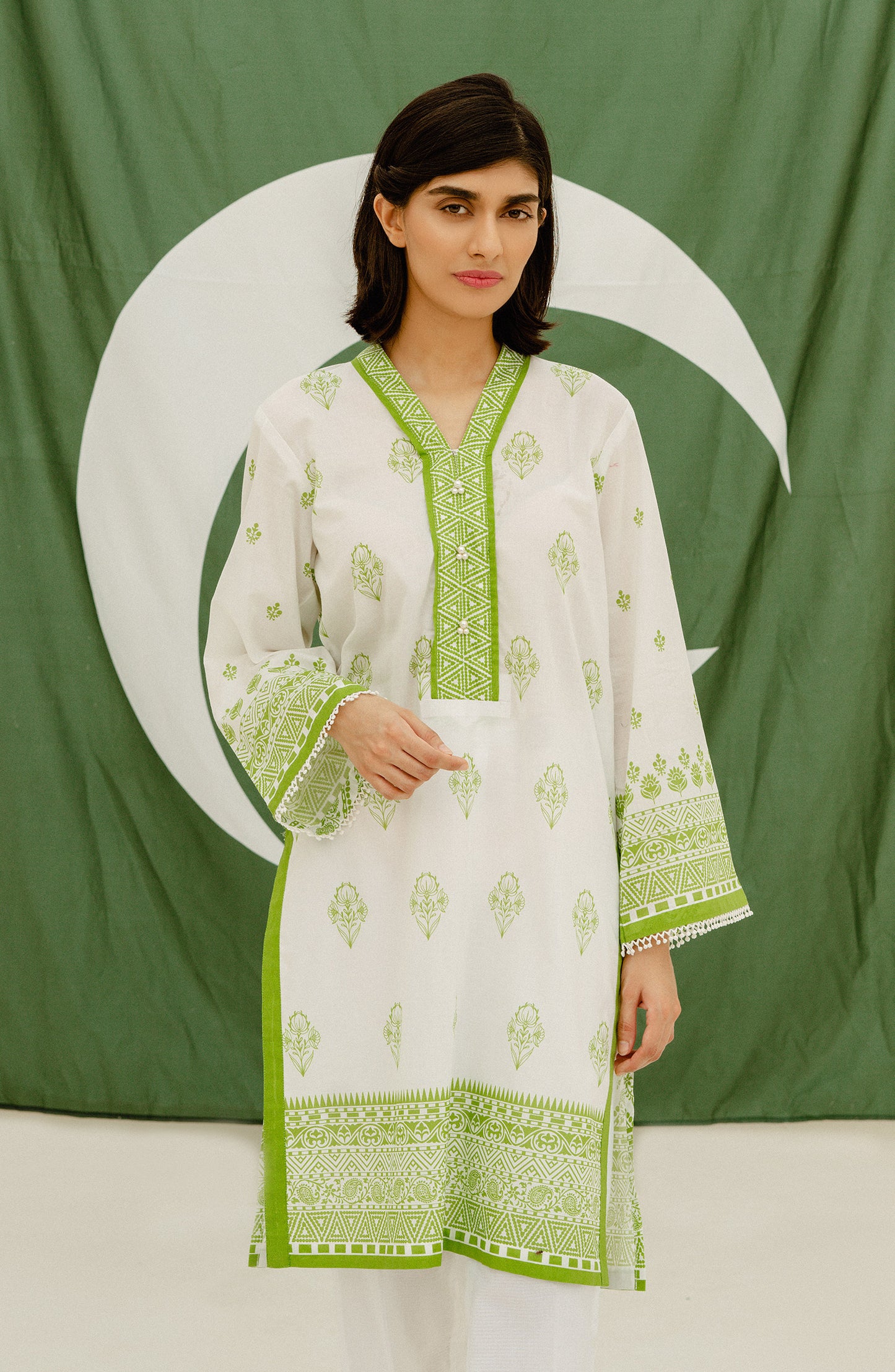 Stitched 1 Piece Printed Cambric Shirt