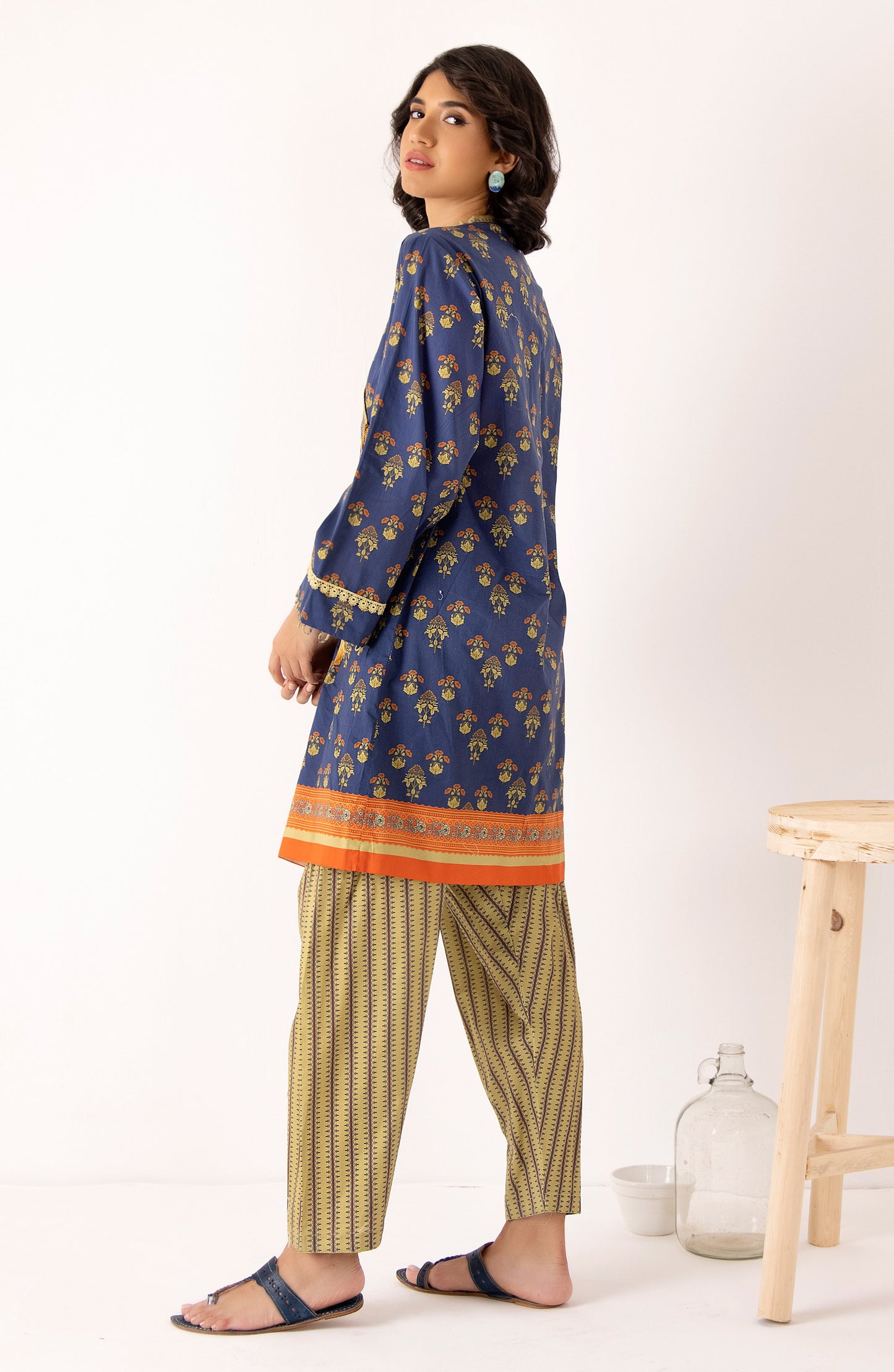 Stitched 2 Piece Printed Cambric Shirt and Cambric Pant