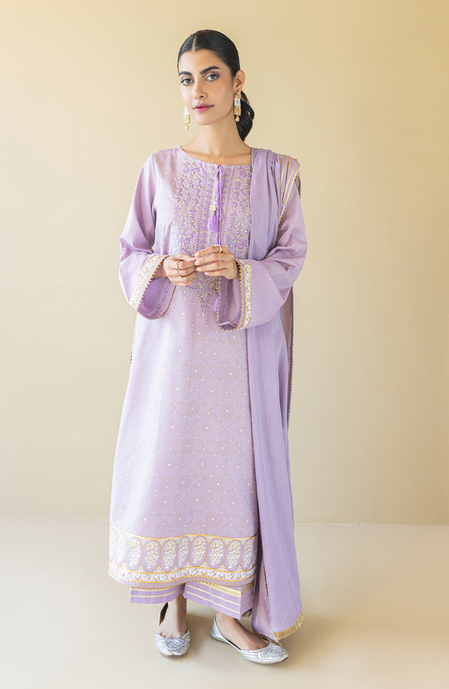 OTL-22-155/U LILAC KARANDI  UNSTITCHED SHIRT DUPATTA PANTS