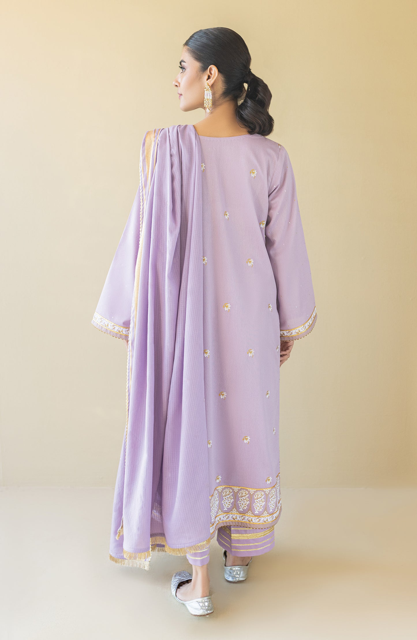 OTL-22-155/U LILAC KARANDI  UNSTITCHED SHIRT DUPATTA PANTS