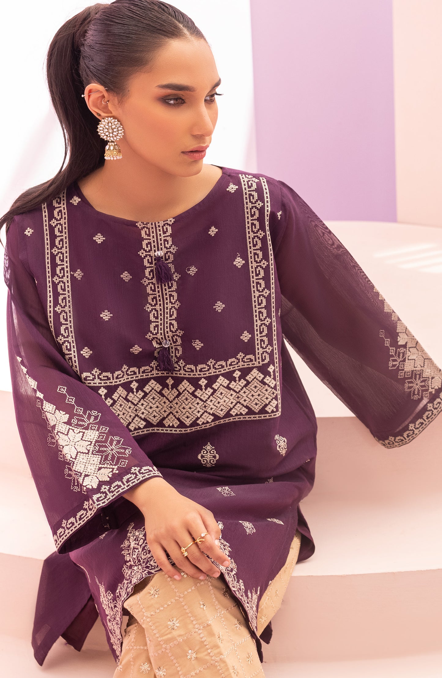 NRHC-127/S PURPLE FANCY SCSHIRT READY TO WEAR SHIRT