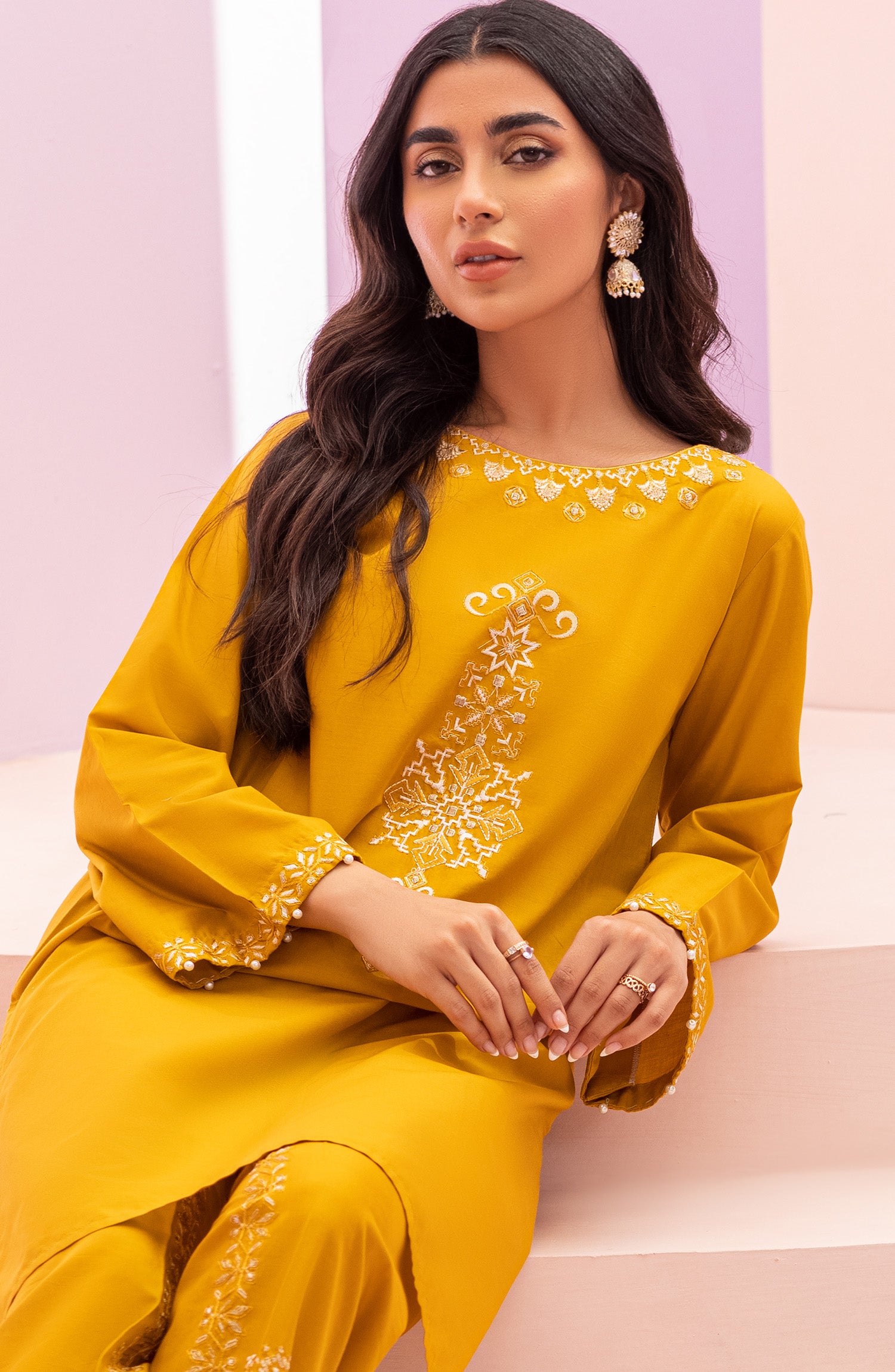 NRHC-145/S MUSTARD LAWN  READY TO WEAR SHIRT PANTS