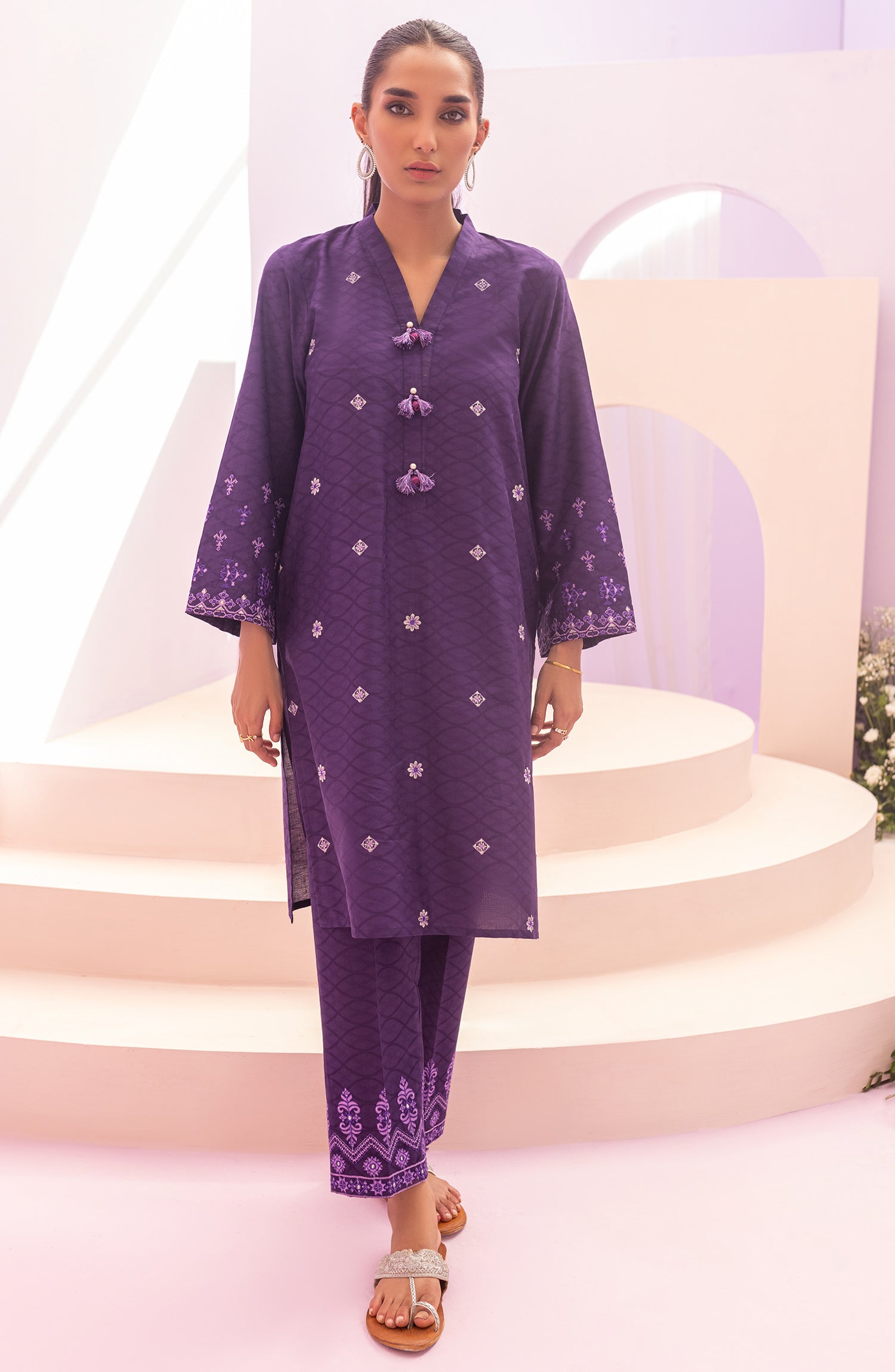 NRHC-147/S PURPLE JACQUARD  READY TO WEAR SHIRT PANTS
