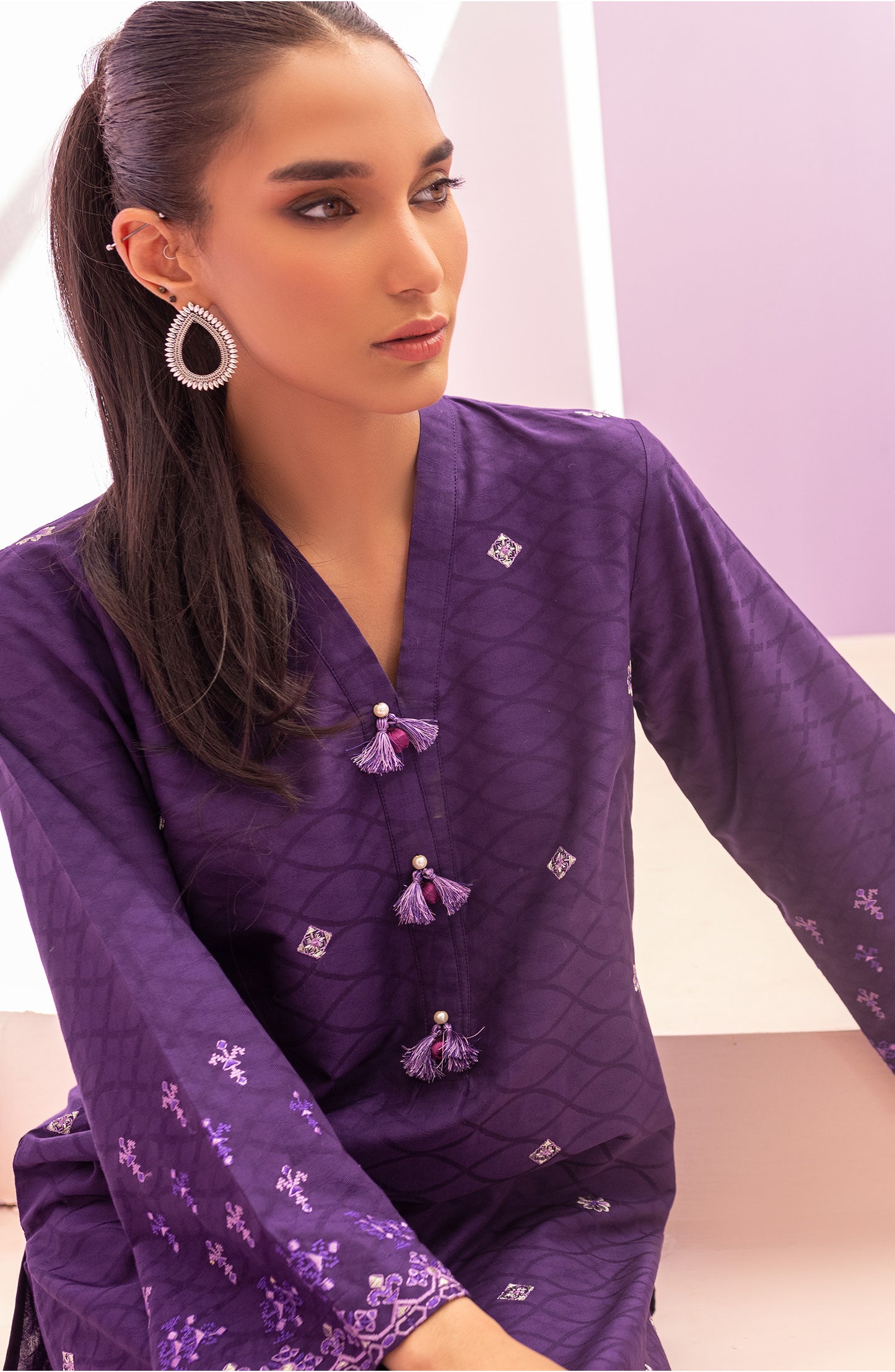 NRHC-147/S PURPLE JACQUARD  READY TO WEAR SHIRT PANTS