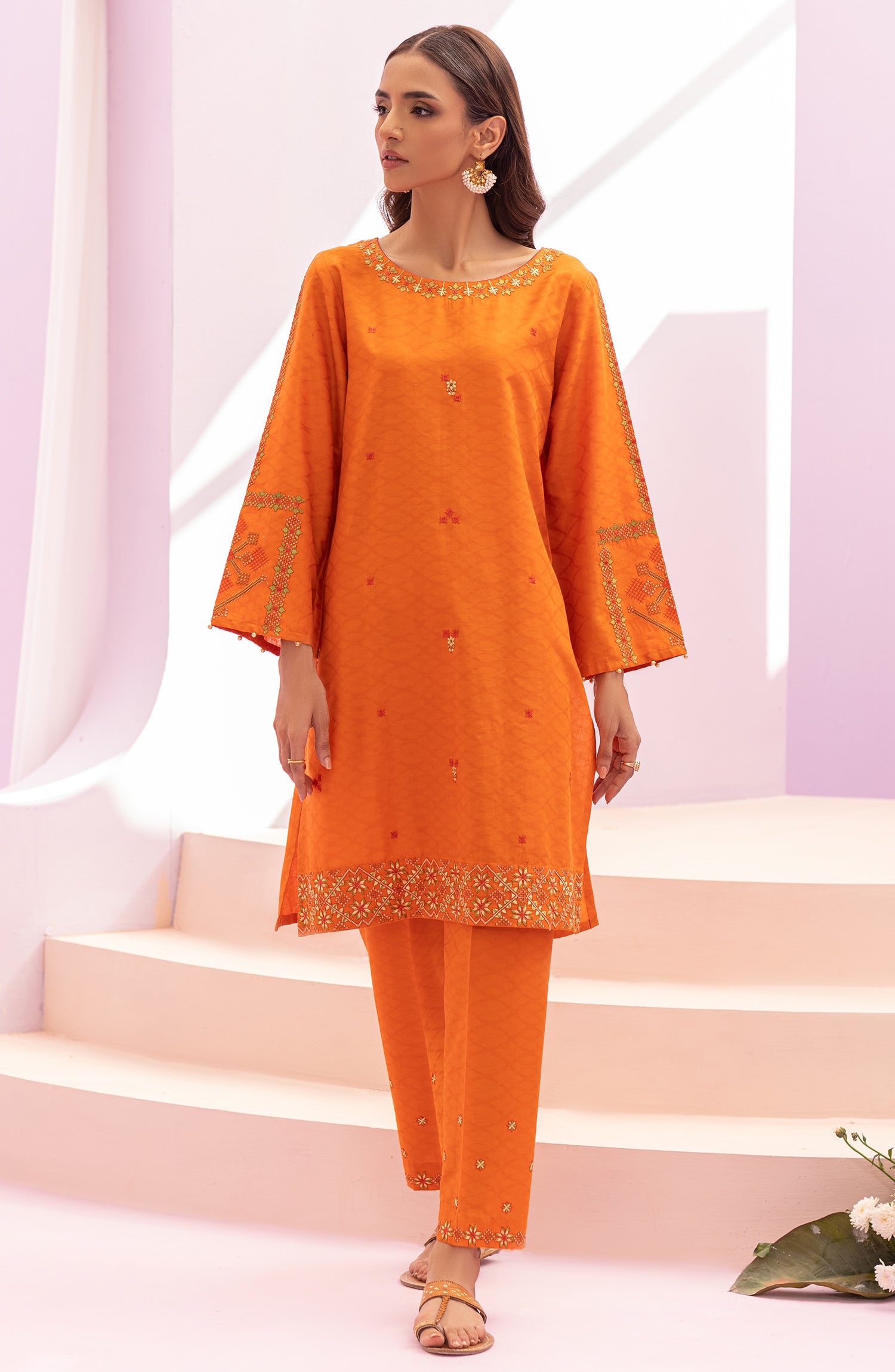 NRHC-148/S ORANGE JACQUARD  READY TO WEAR SHIRT PANTS