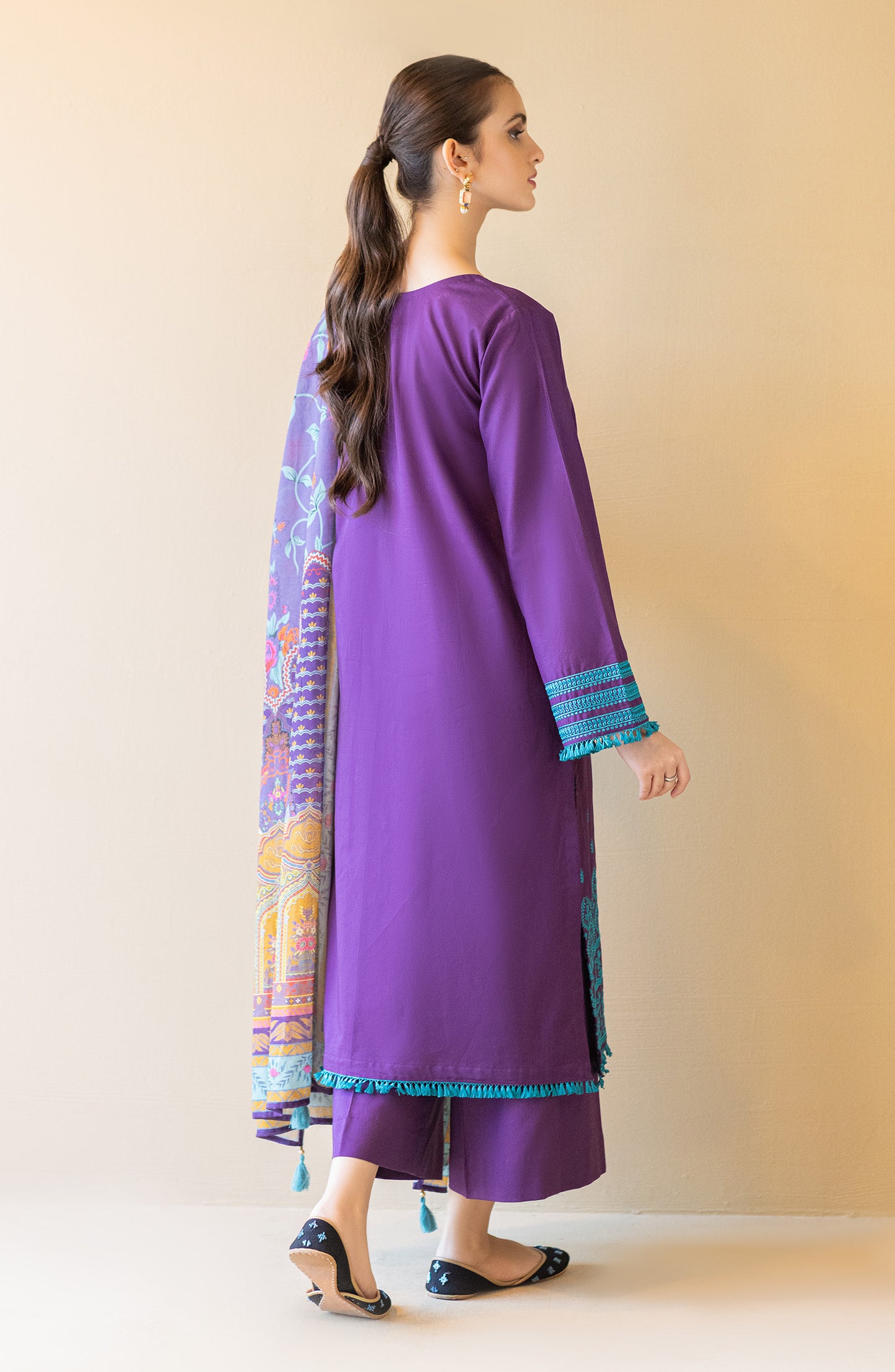 OTL-22-212/U Purple CAMBRIC  UNSTITCHED SHIRT DUPATTA PANTS