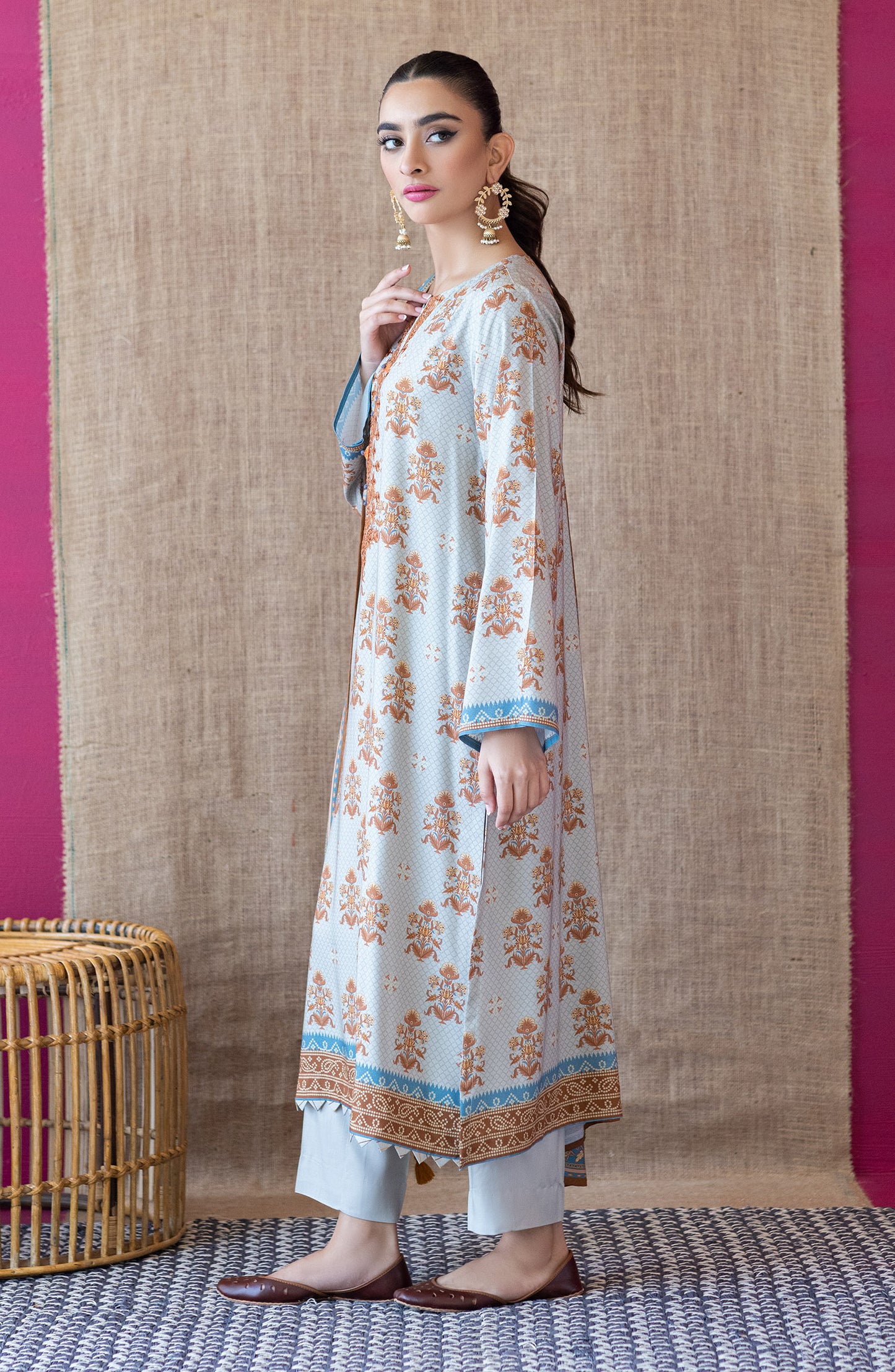 OTL-22-164/U GREY LINEN  UNSTITCHED SHIRT DUPATTA PANTS