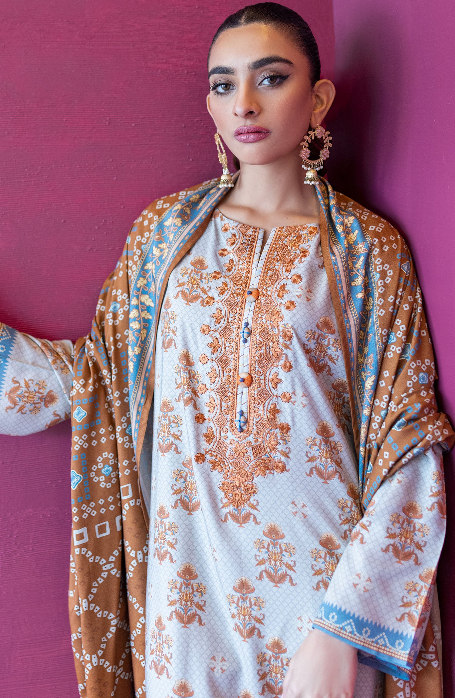 OTL-22-164/U GREY LINEN  UNSTITCHED SHIRT DUPATTA PANTS