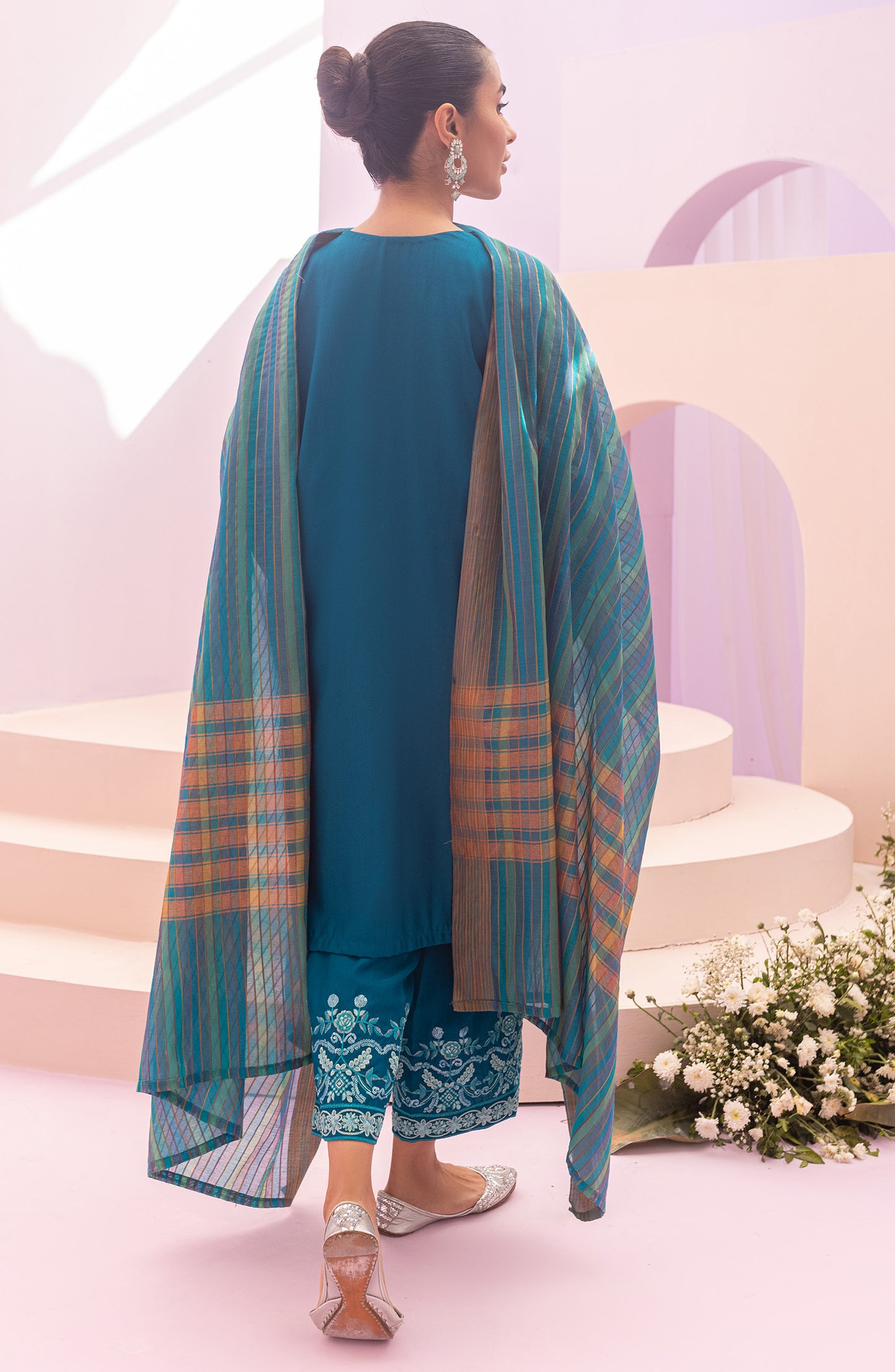 NRF-61/S TEAL RAW SILK  READY TO WEAR SHIRT PANTS