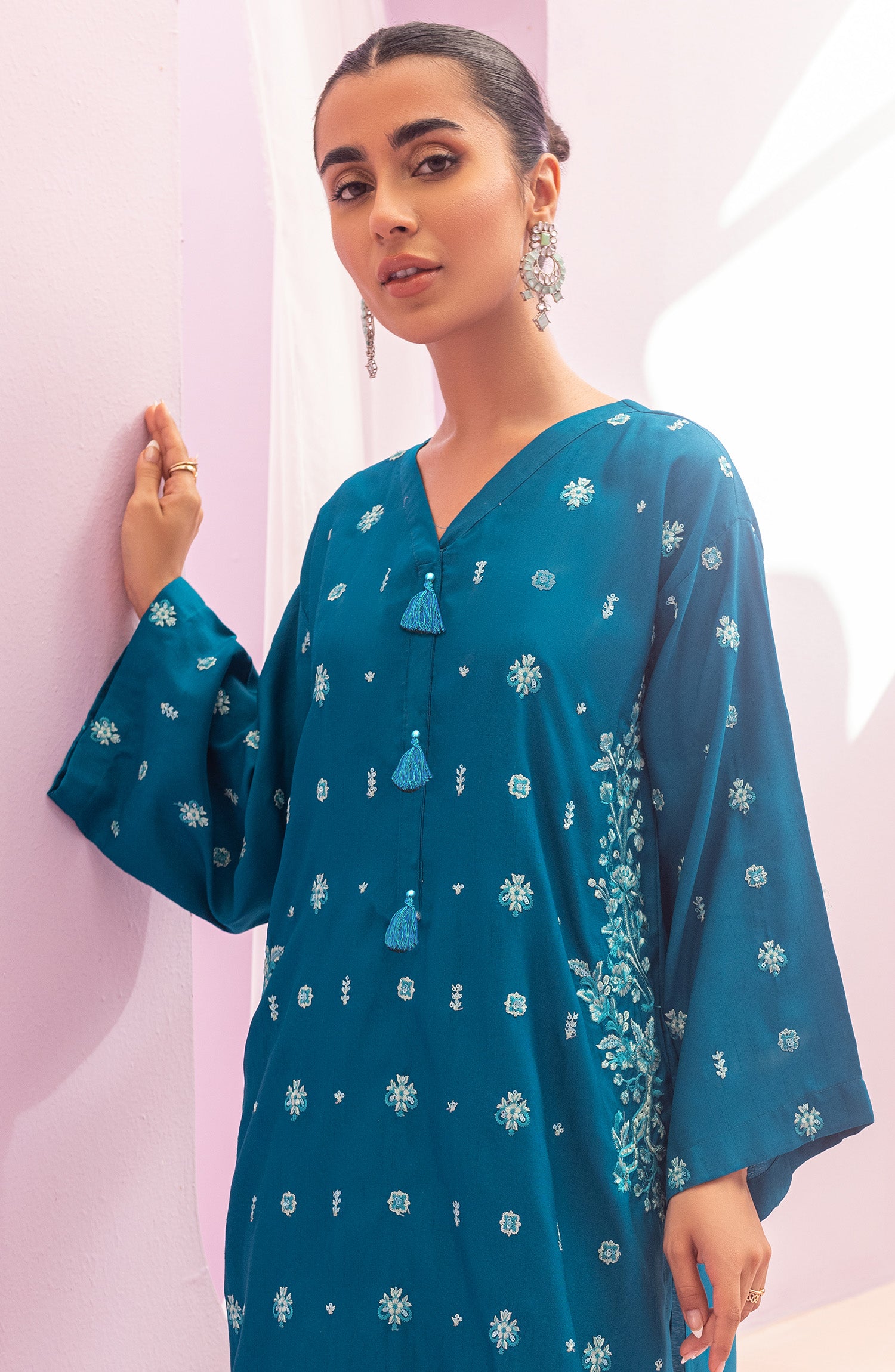 NRF-61/S TEAL RAW SILK  READY TO WEAR SHIRT PANTS