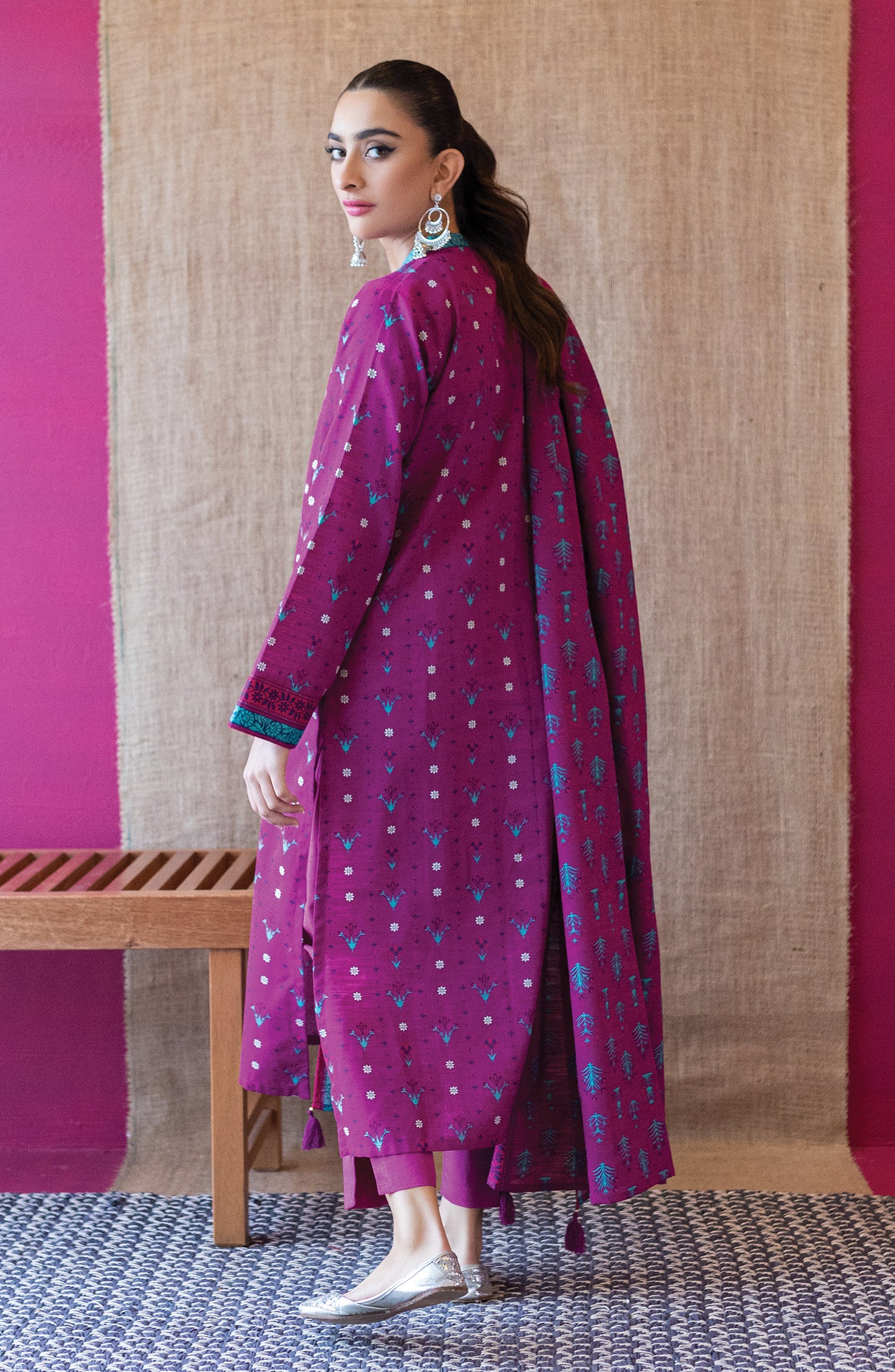 OTL-22-236/U PURPLE KHADDAR  UNSTITCHED SHIRT DUPATTA PANTS