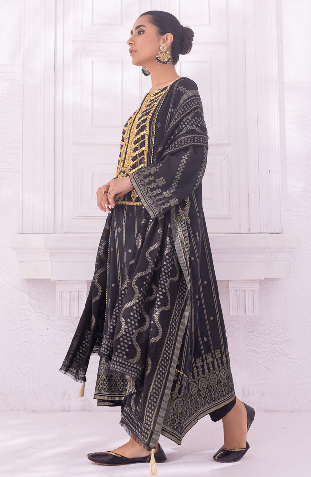 OTLF-22-009/S BLACK JACQUARD  READY TO WEAR SHIRT DUPATTA PANTS