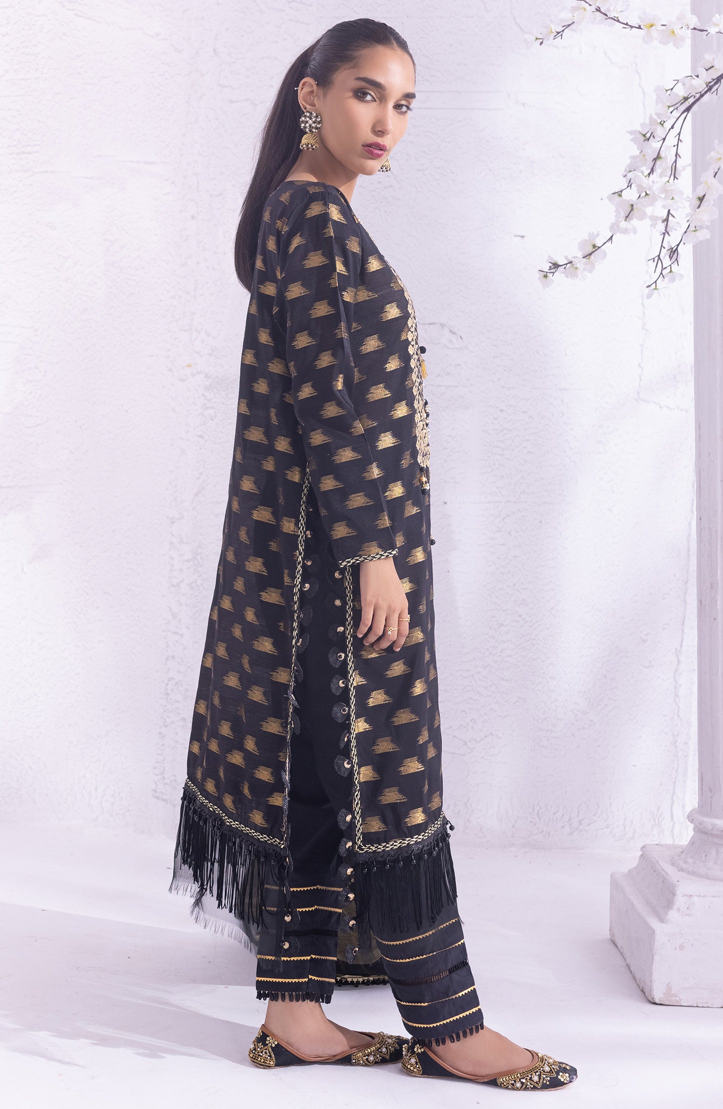 OTLF-22-004/U BLACK JACQUARD  UNSTITCHED SHIRT DUPATTA PANTS