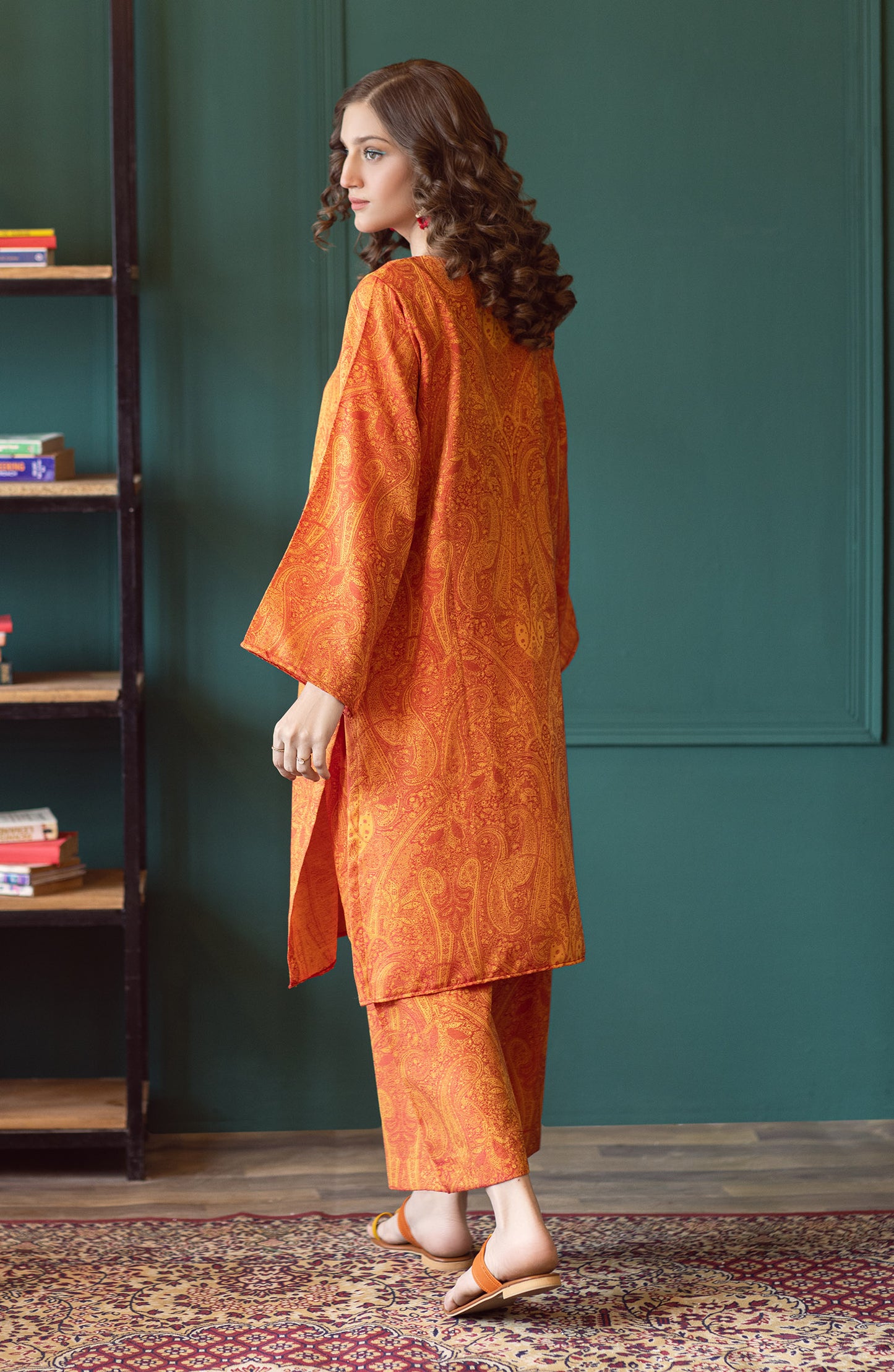 NW-MS-PL-23-010 ORANGE JACQUARD  READY TO WEAR SHIRT PANTS