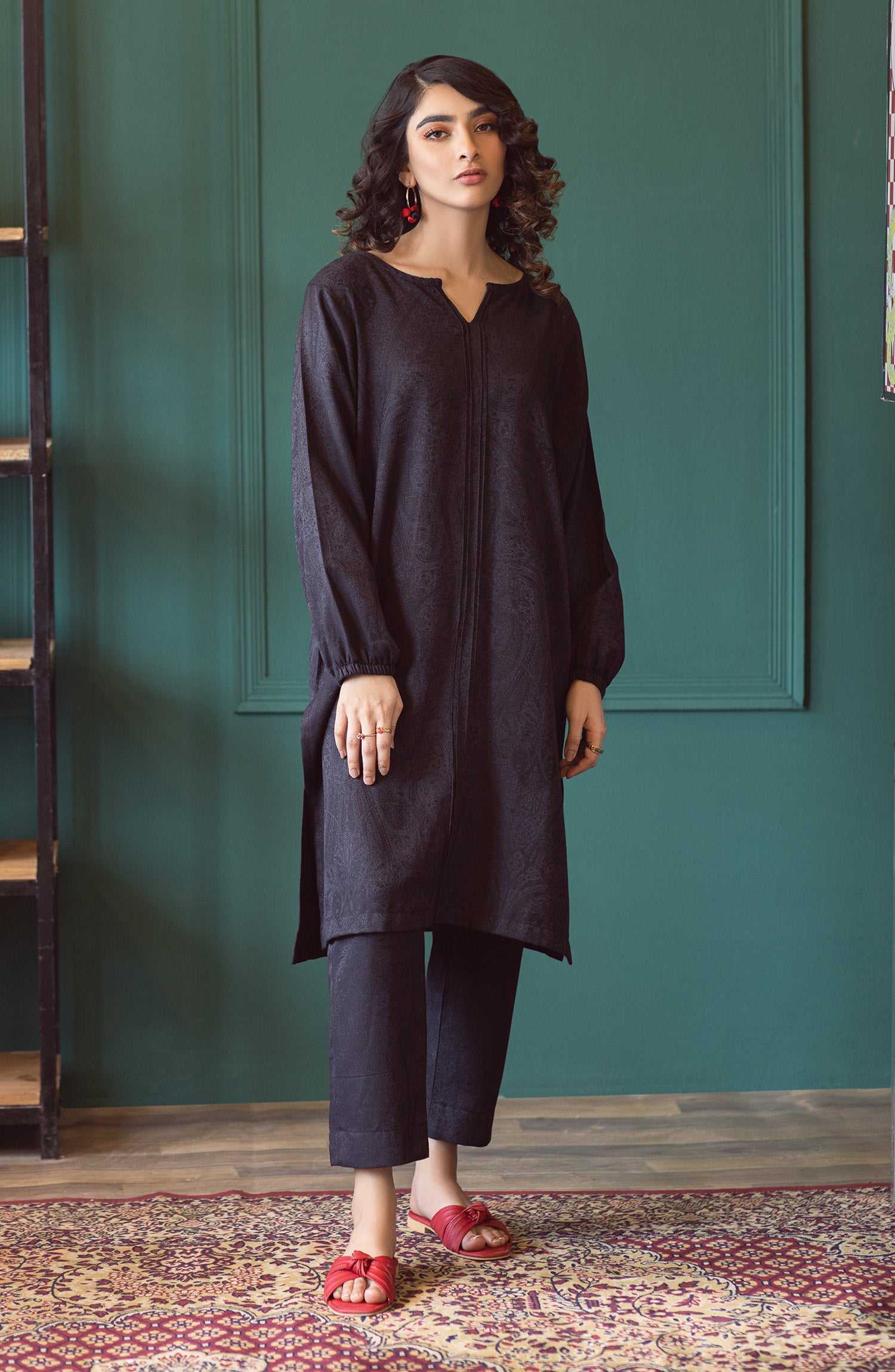 NW-MS-PL-23-011 BLACK JACQUARD  READY TO WEAR SHIRT PANTS