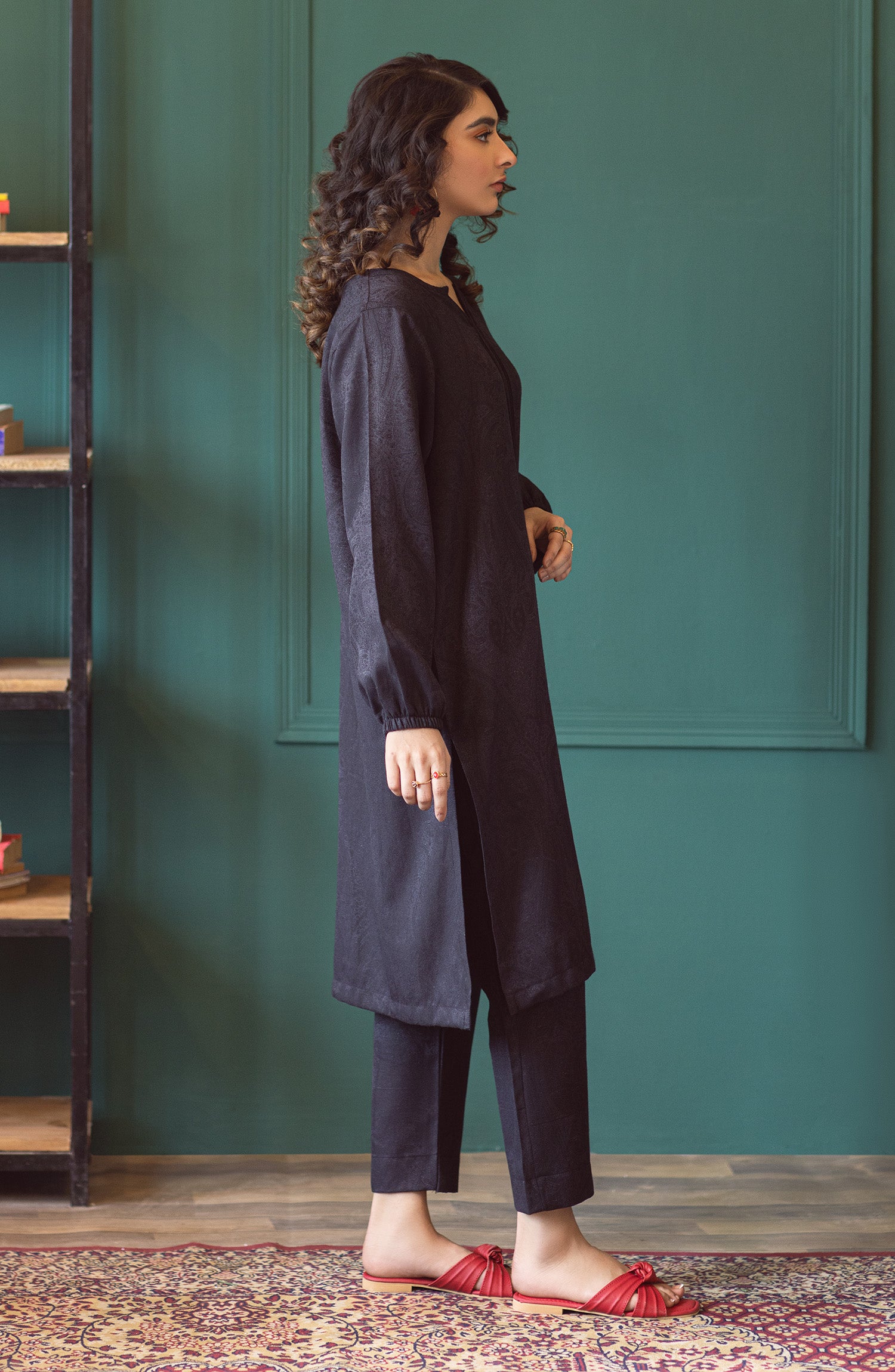NW-MS-PL-23-011 BLACK JACQUARD  READY TO WEAR SHIRT PANTS