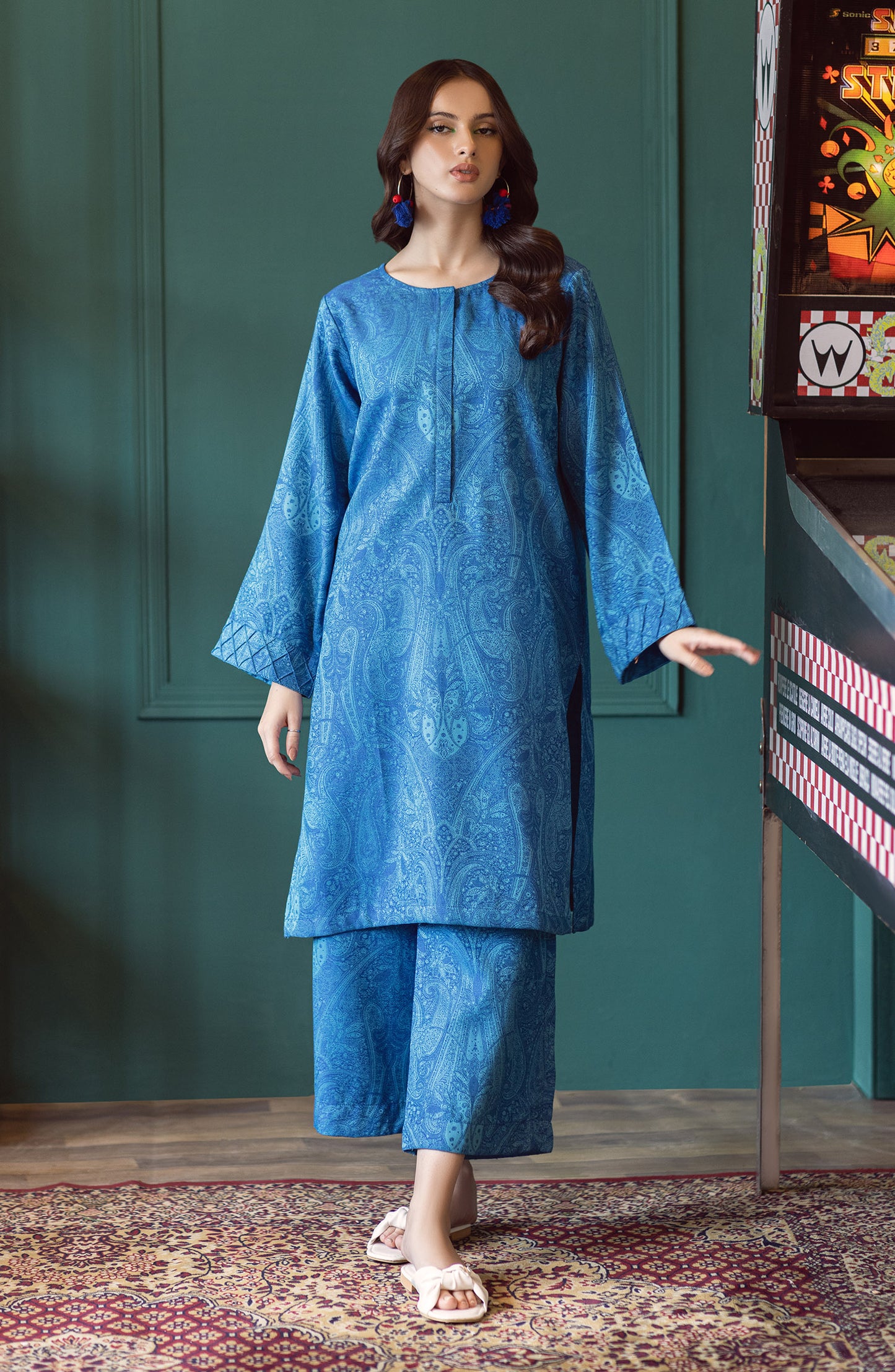 NW-MS-PL-23-009 BLUE JACQUARD  READY TO WEAR SHIRT PANTS