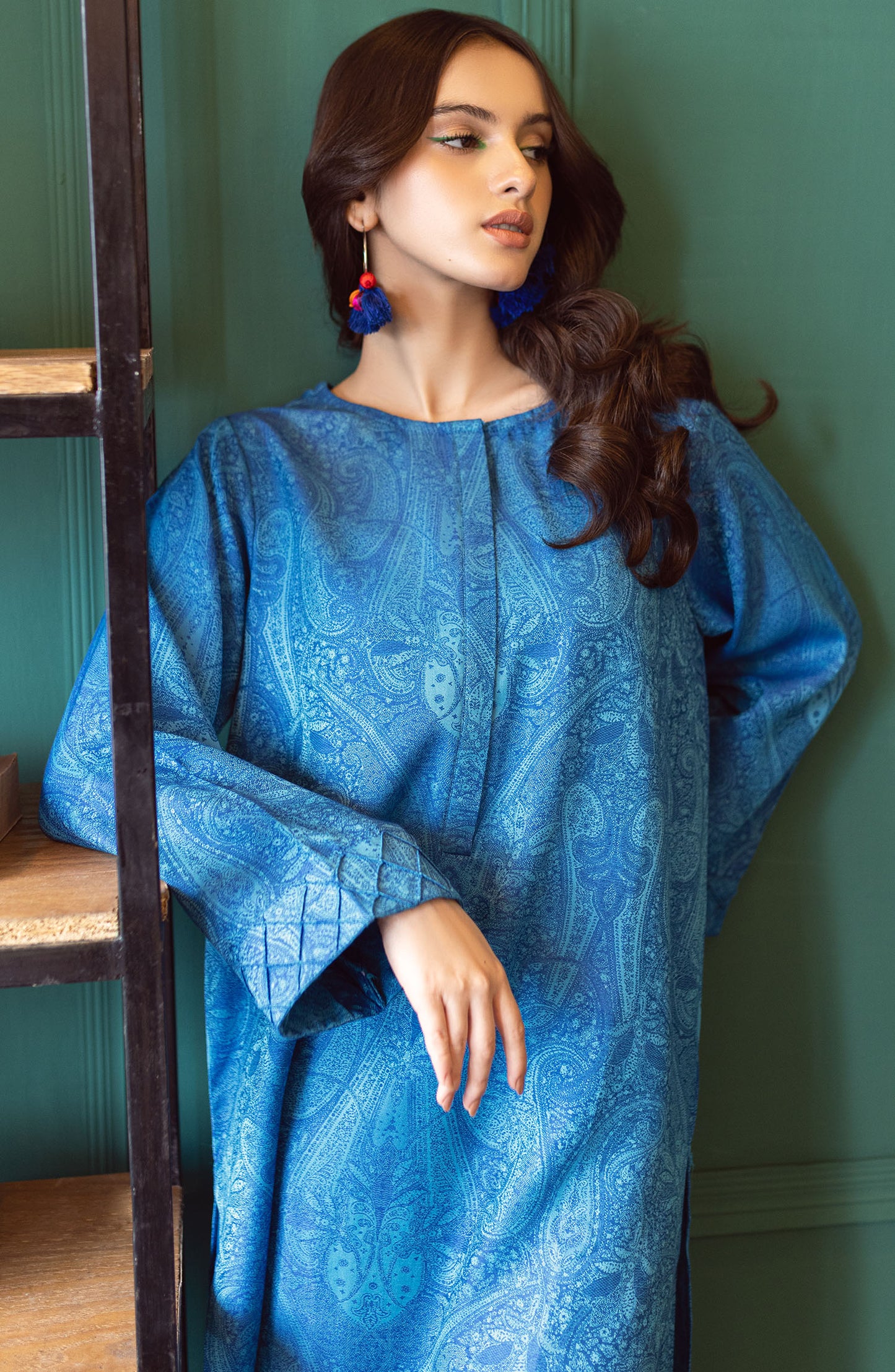 NW-MS-PL-23-009 BLUE JACQUARD  READY TO WEAR SHIRT PANTS
