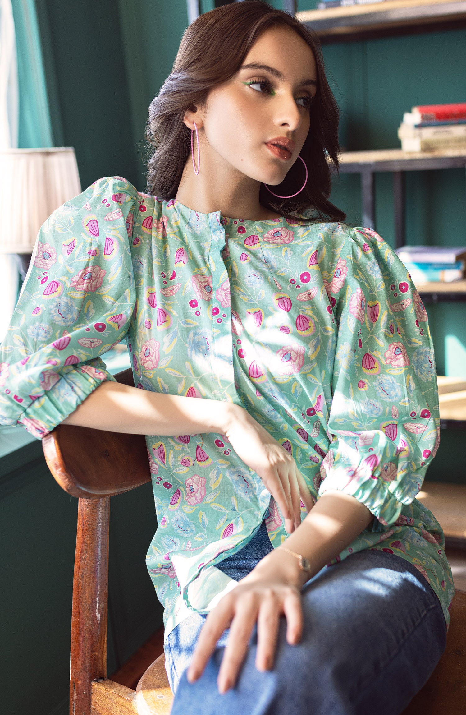 NW-CT-P-23-005 GREEN CAMBRIC SCSHIRT READY TO WEAR SHIRT