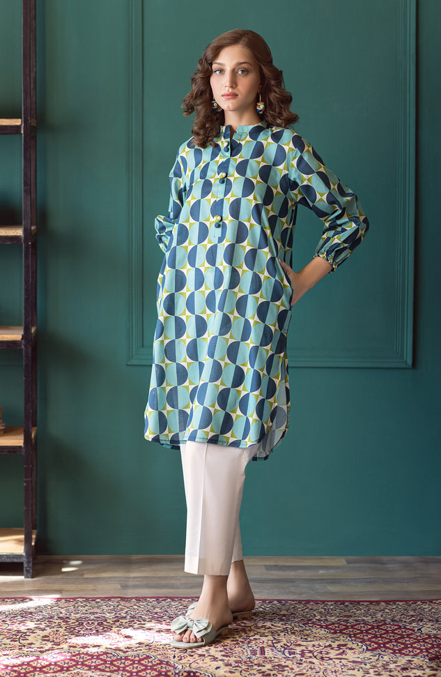 NP-CK-P-23-020 TEAL CAMBRIC SCSHIRT READY TO WEAR SHIRT