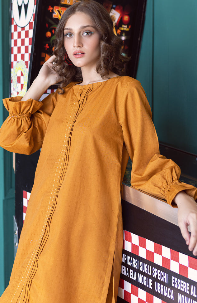 NP-CK-PL-22-007 MUSTARD JACQUARD SCSHIRT READY TO WEAR SHIRT